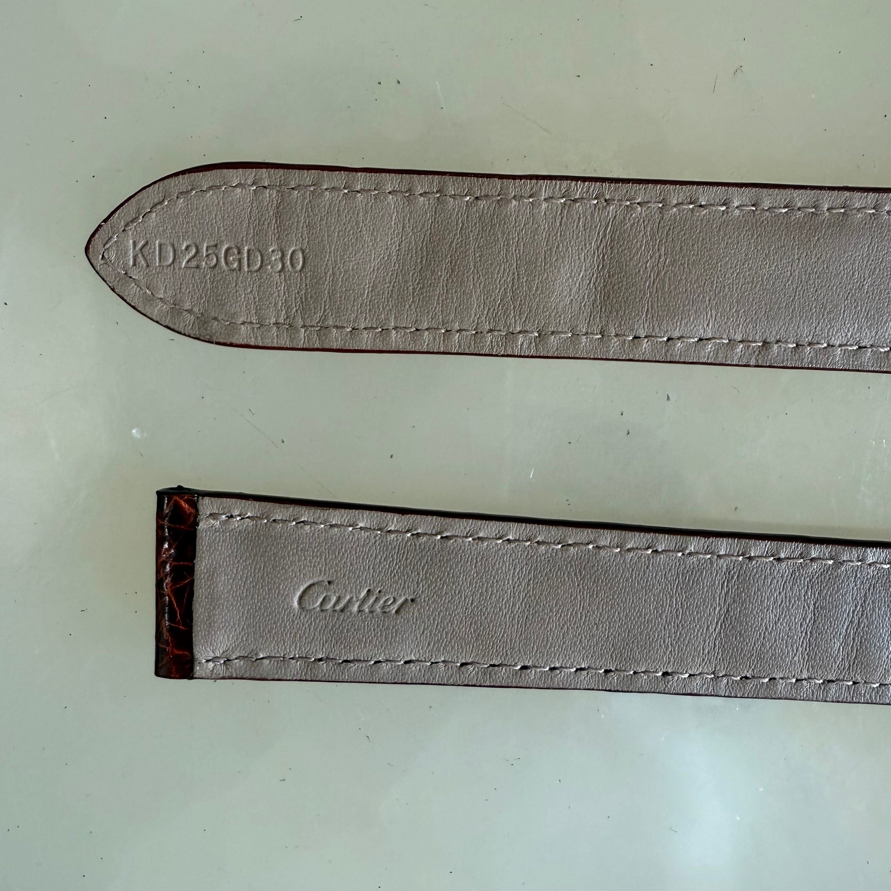Authentic Cartier Brown Alligator Watch Strap Band 18mm KD25GD30