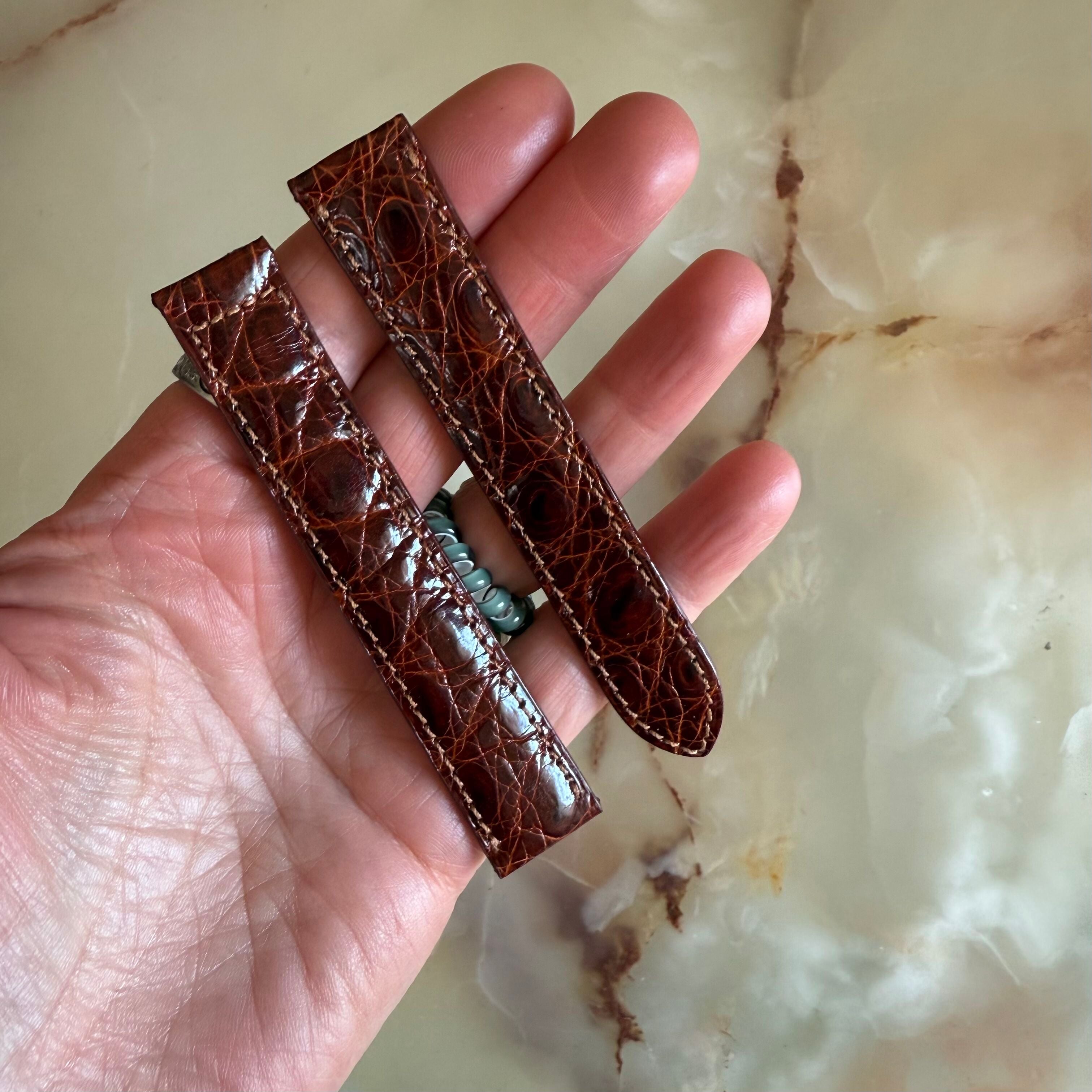 Authentic Cartier Brown Alligator Watch Strap Band 18mm KD25GD30