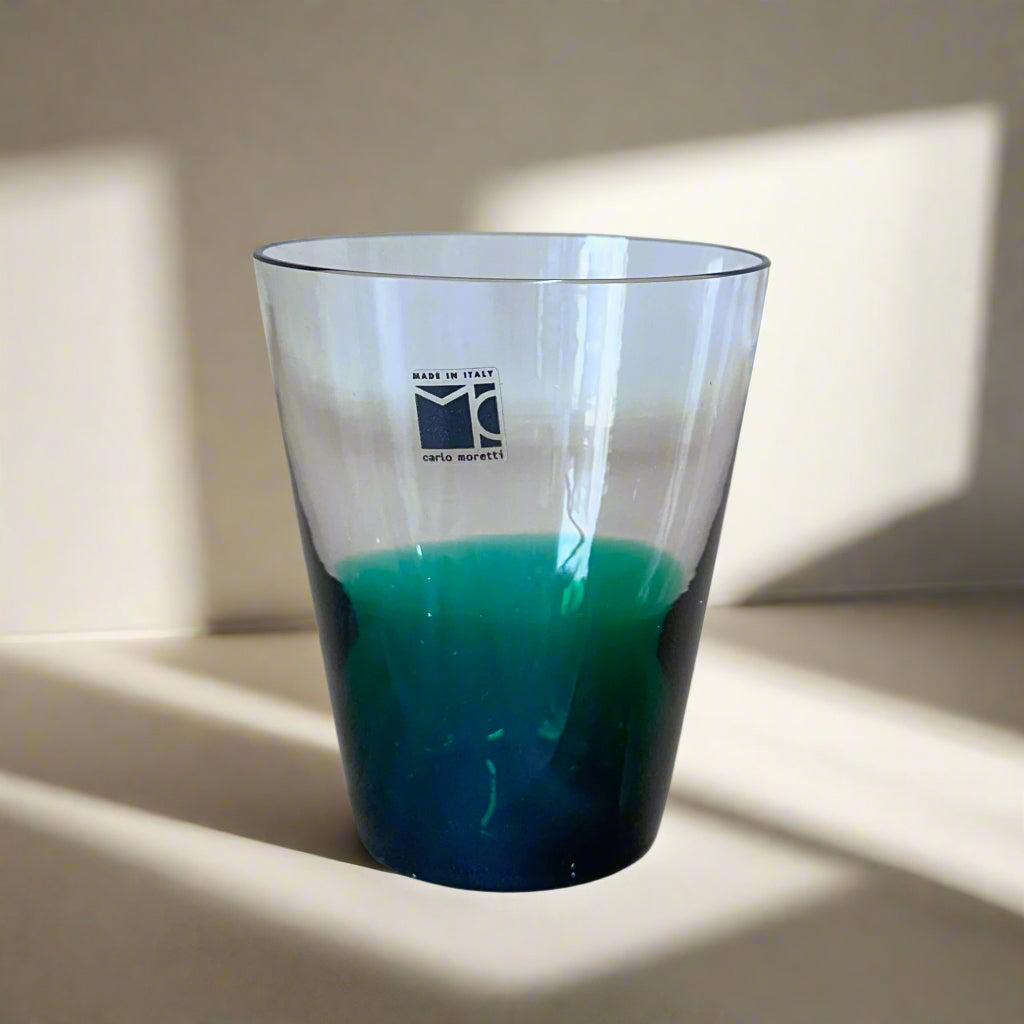 Carlo Moretti Bicchieri Hand Blown Murano Glass Green Tumbler 2003