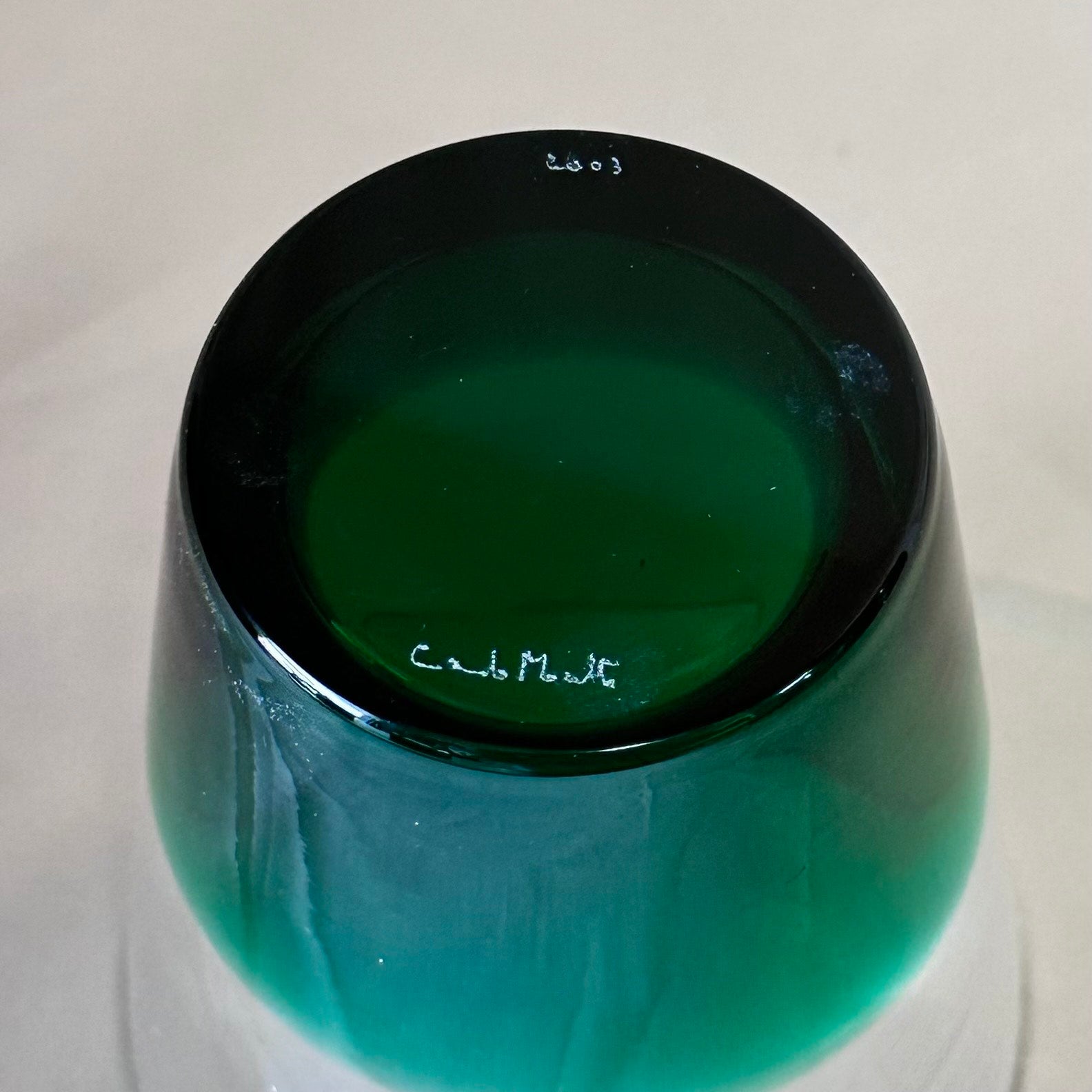 Carlo Moretti Bicchieri Hand Blown Murano Glass Green Tumbler 2003
