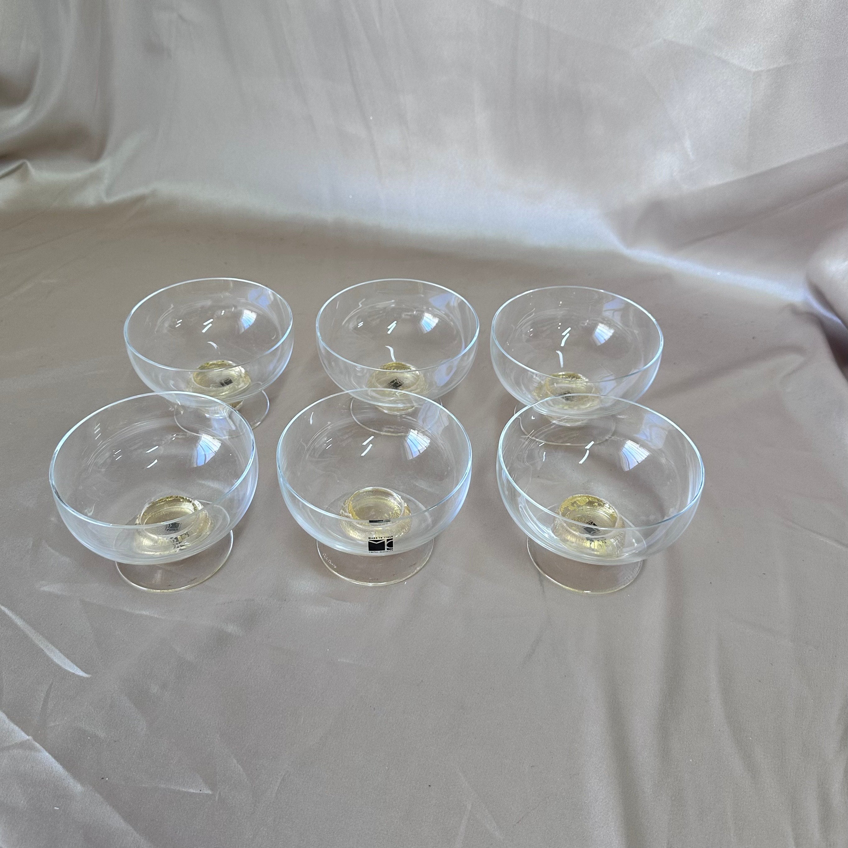 Set of 6 Carlo Moretti Murano Glass Dessert Ice Cream Goblet