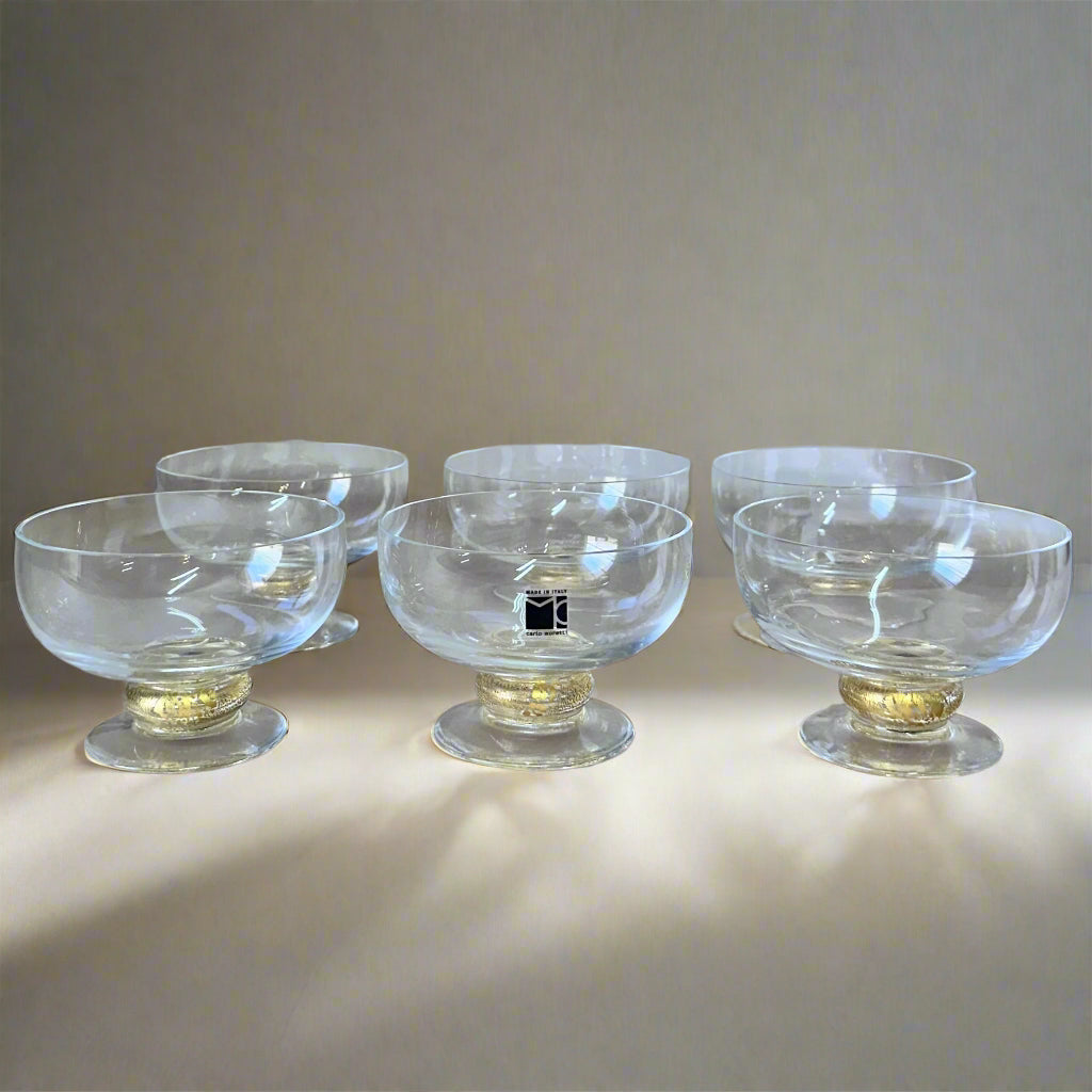 Set of 6 Carlo Moretti Murano Glass Dessert Ice Cream Goblet