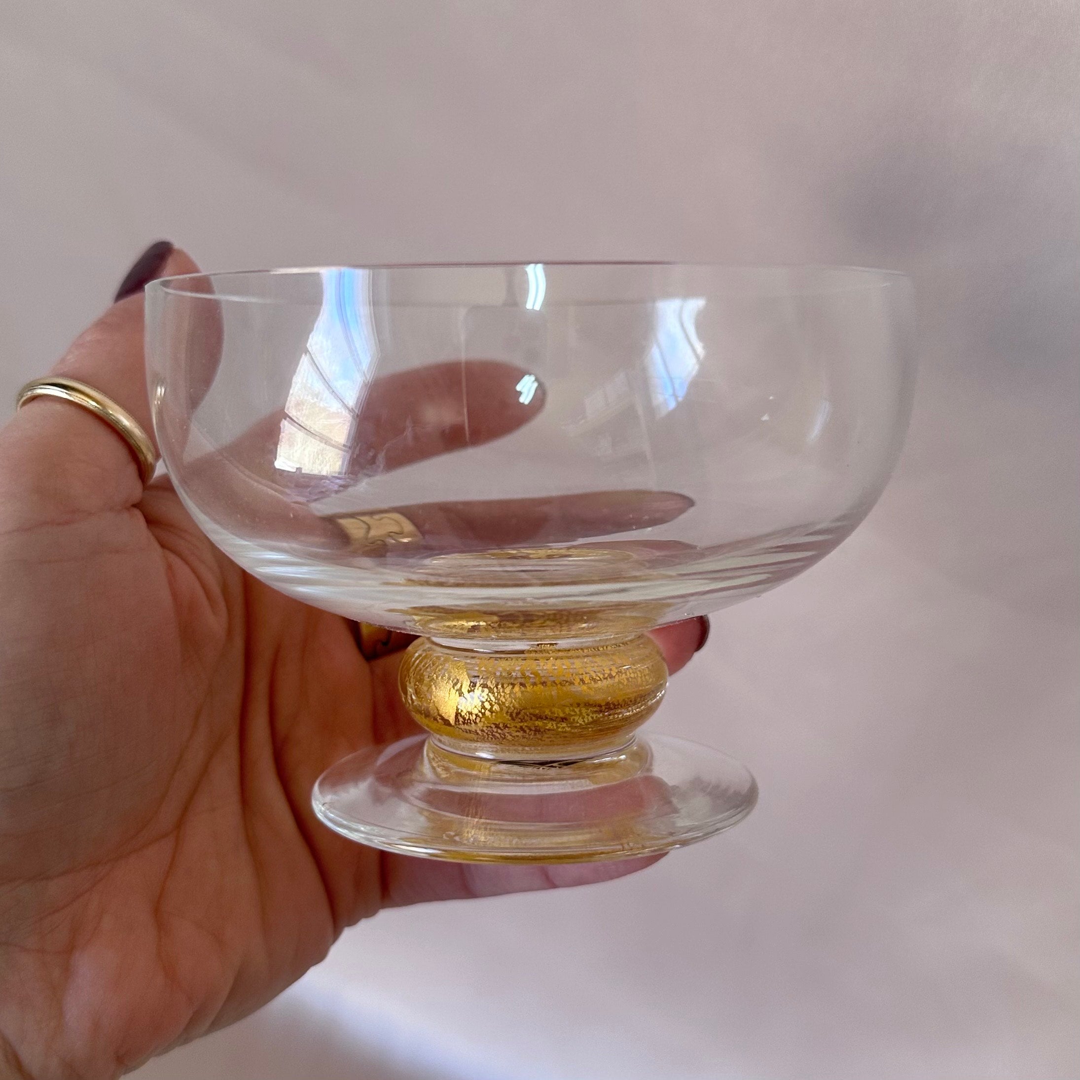 Set of 6 Carlo Moretti Murano Glass Dessert Ice Cream Goblet