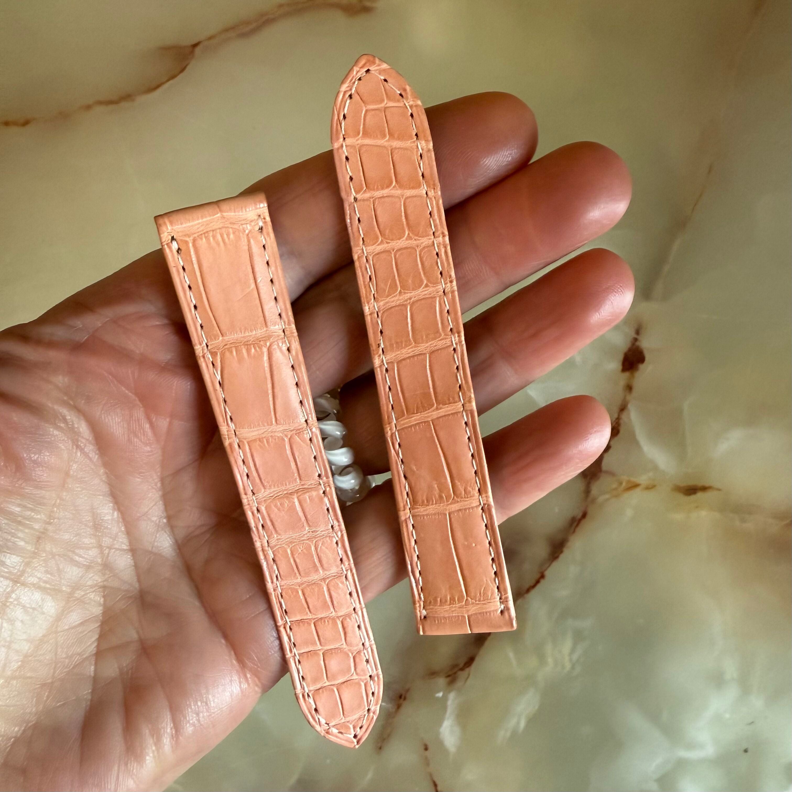 Authentic Cartier Peach Alligator Watch Strap Band 18mm KD25XM69