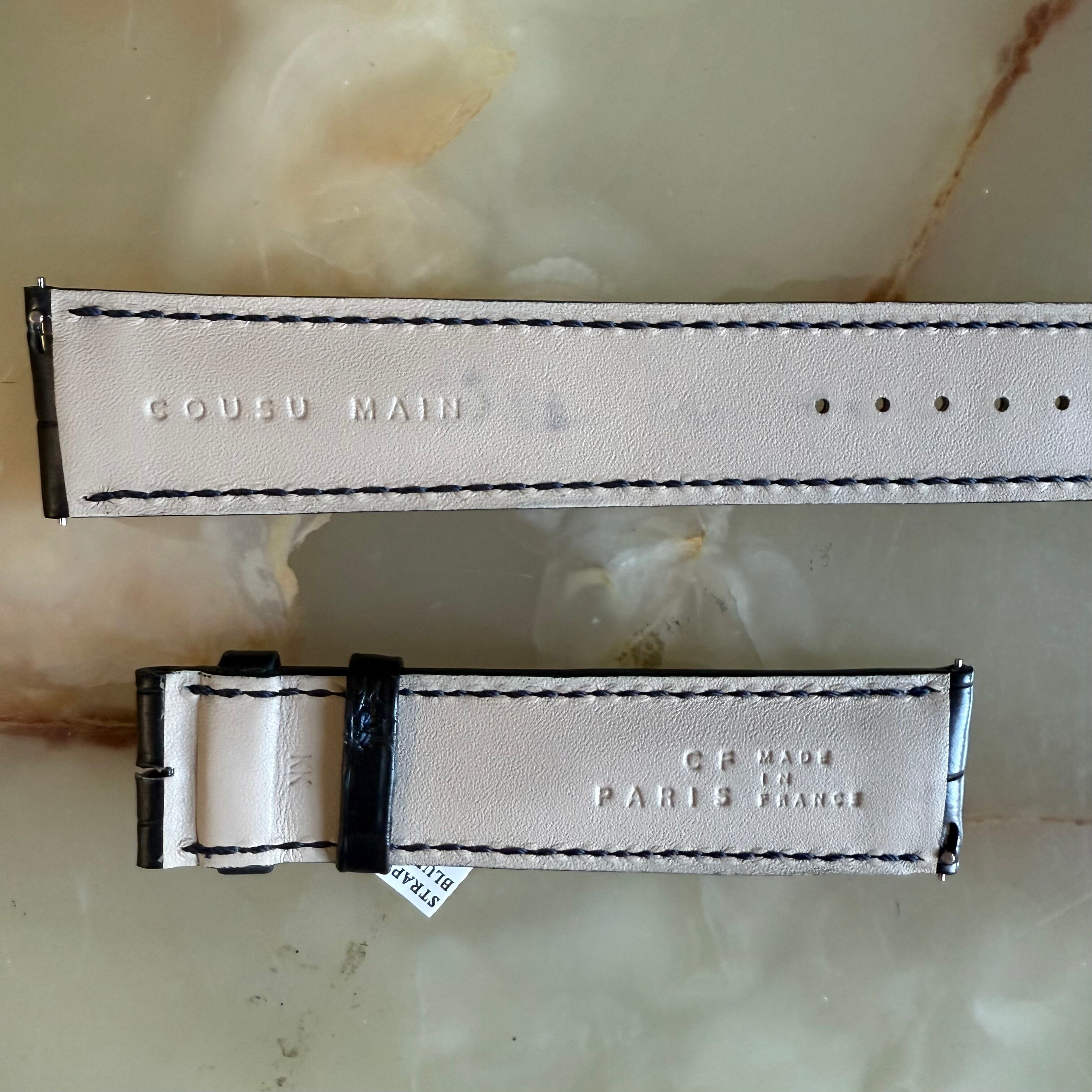 Genuine Alligator Black Watch Strap Band 22mm Padded & Stitched