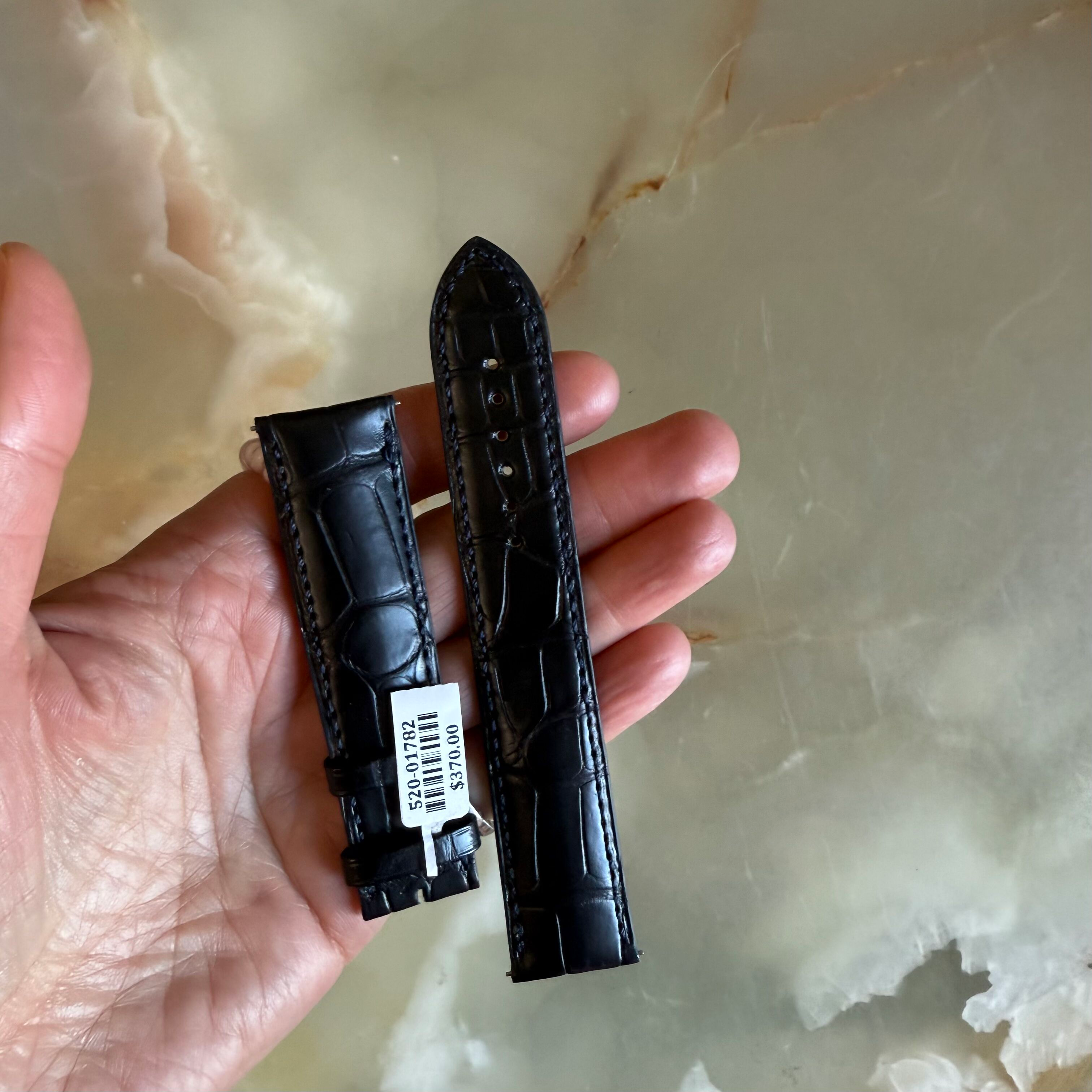 Genuine Alligator Black Watch Strap Band 22mm Padded & Stitched