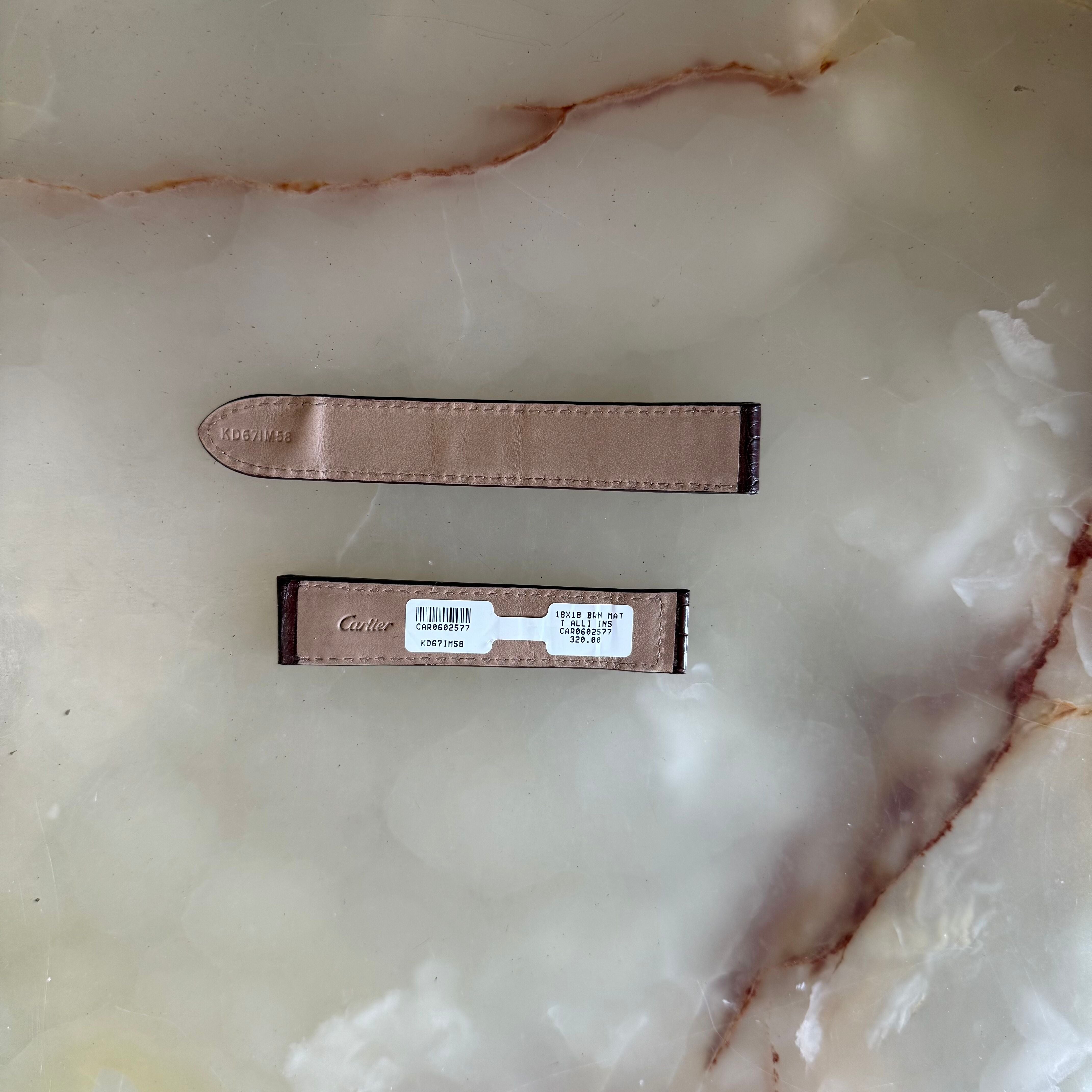 Authentic Cartier Brown Alligator Watch Strap Band 18mm KD67IM58