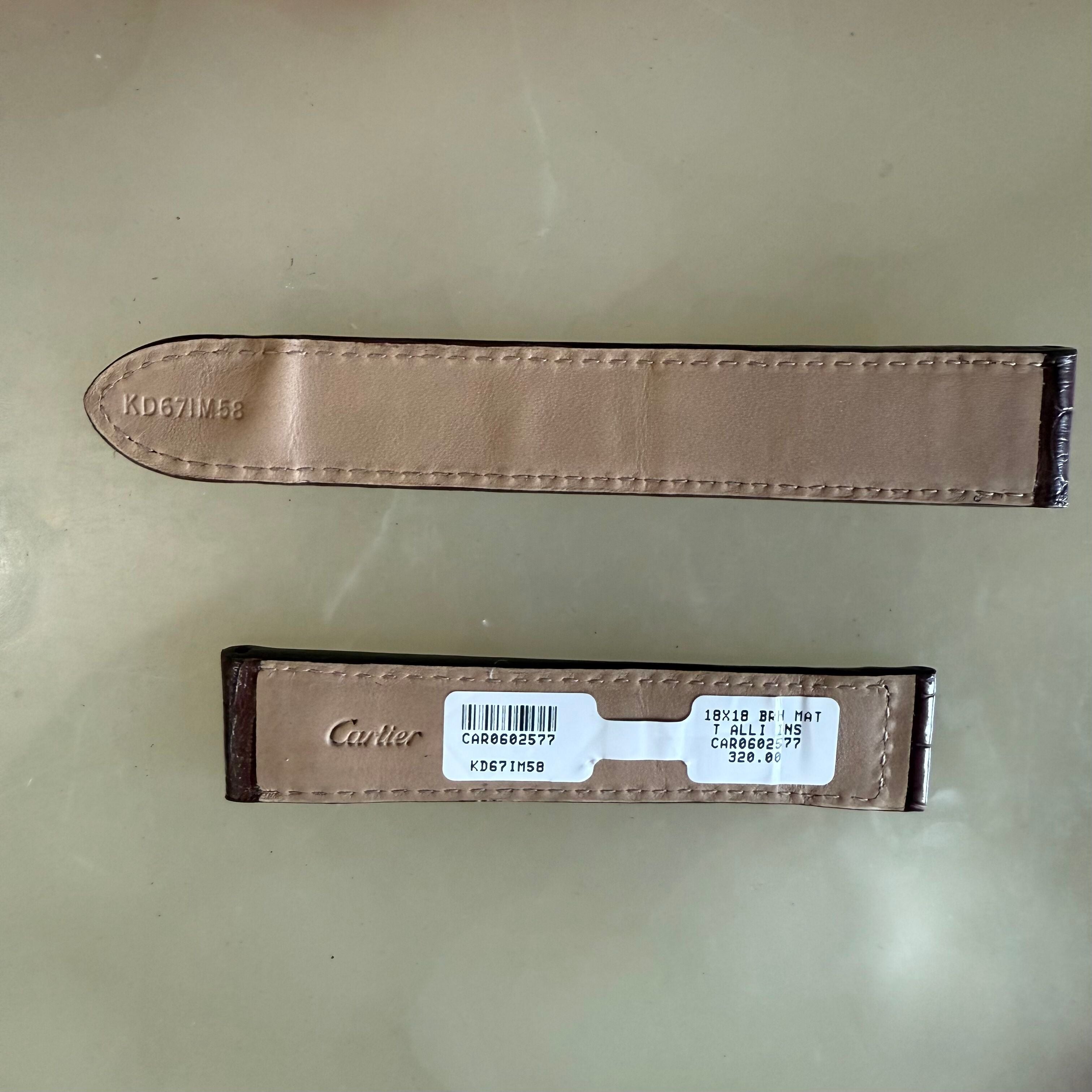 Authentic Cartier Brown Alligator Watch Strap Band 18mm KD67IM58