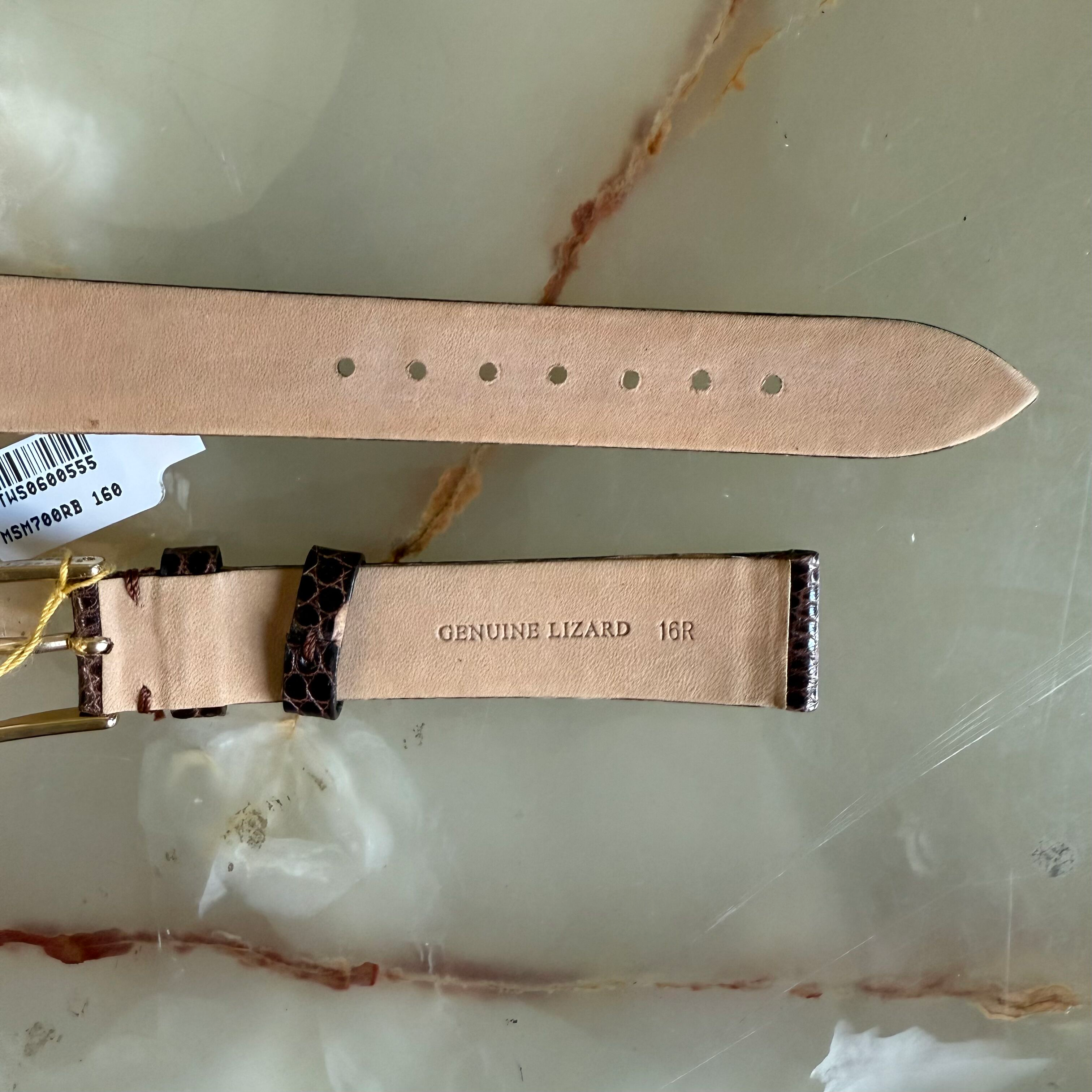 Genuine Lizard Brown Watch Strap Band 16mm Padded & Stitched w Buckle