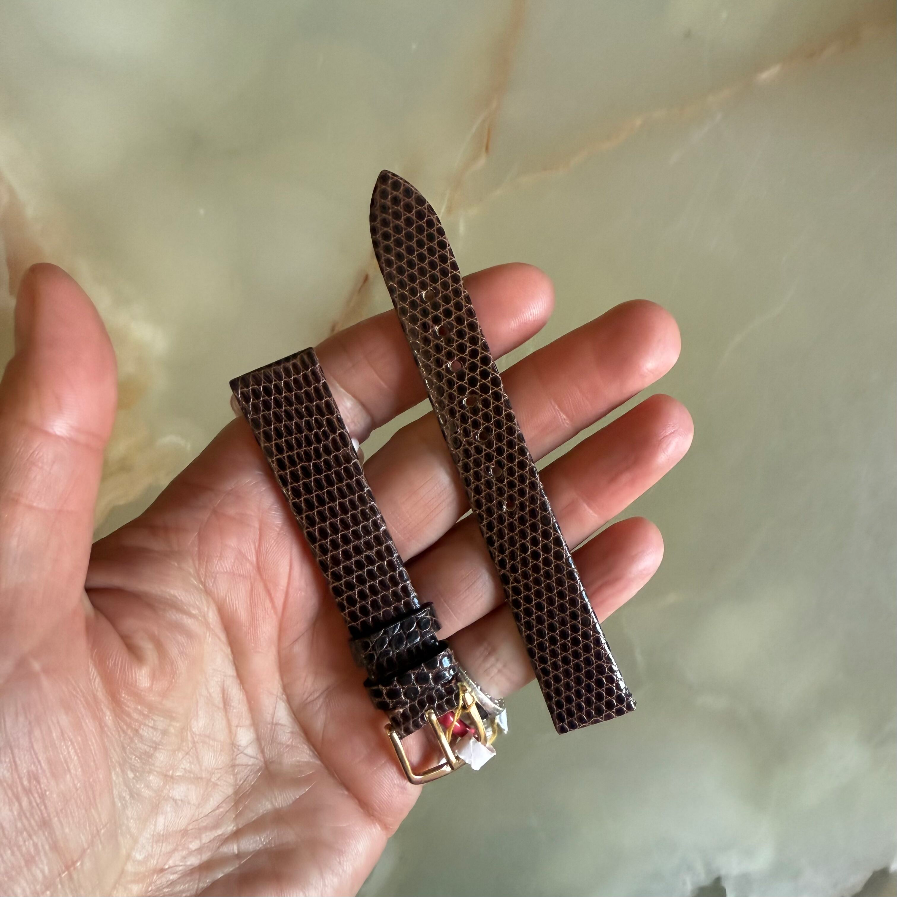 Genuine Lizard Brown Watch Strap Band 16mm Padded & Stitched w Buckle