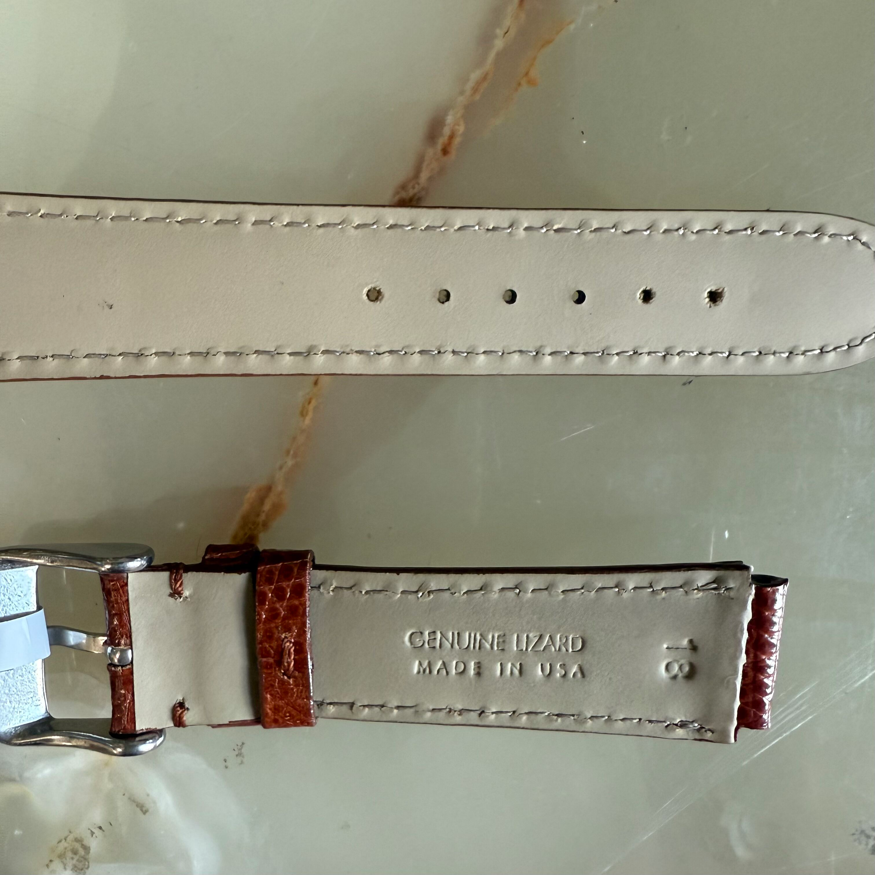 Genuine Lizard Brown Watch Strap Band 18mm Padded & Stitched w Buckle