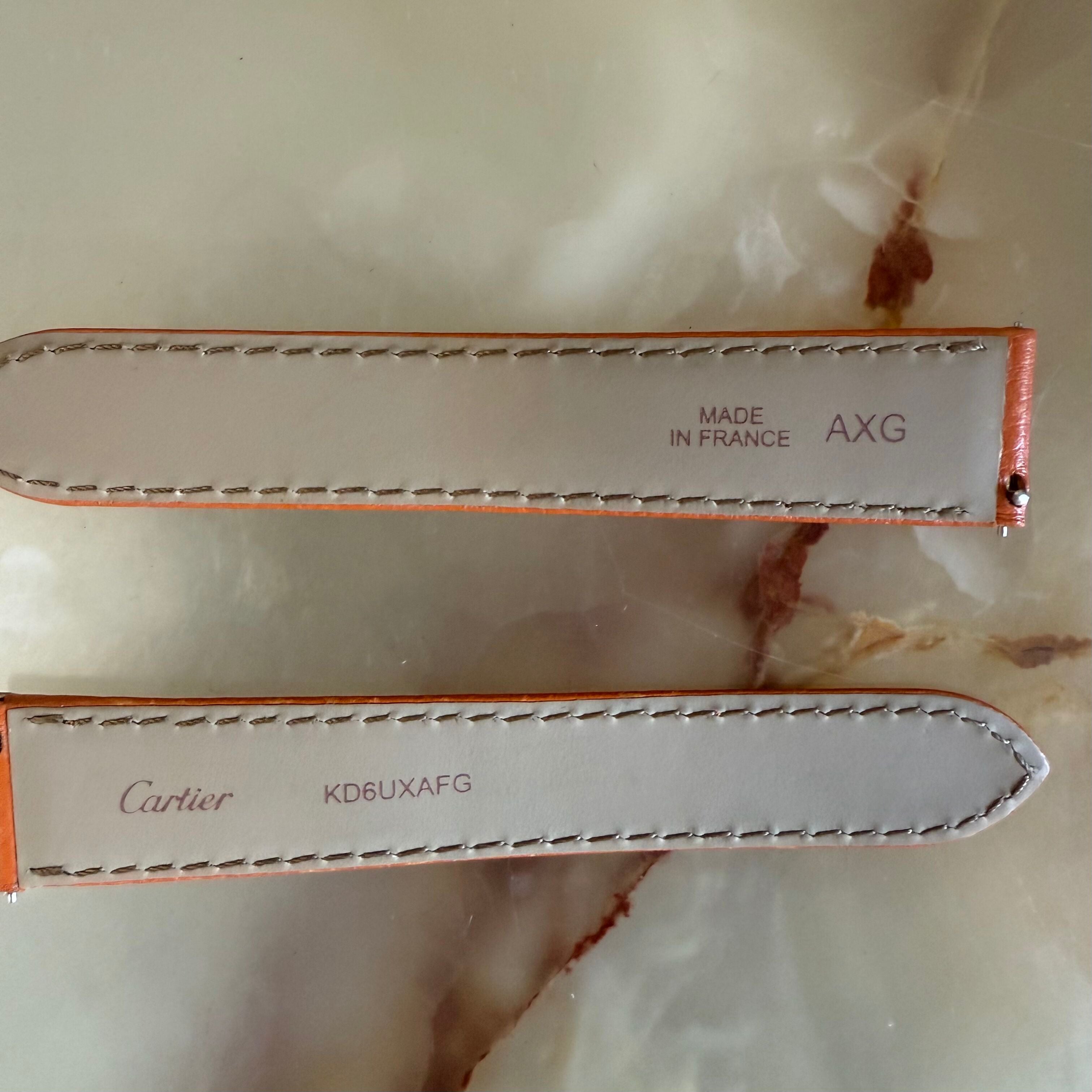 Authentic Cartier Orange Leather Watch Strap Band 18mm KD6UXAFG