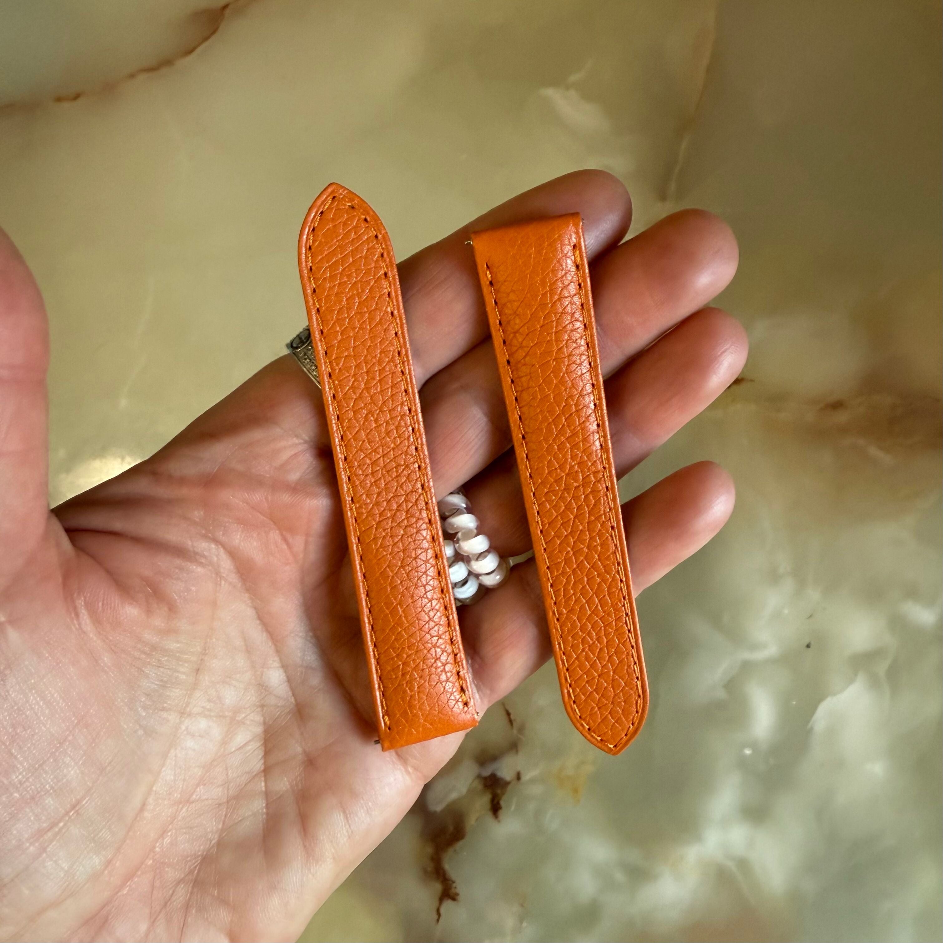 Authentic Cartier Orange Leather Watch Strap Band 18mm KD6UXAFG