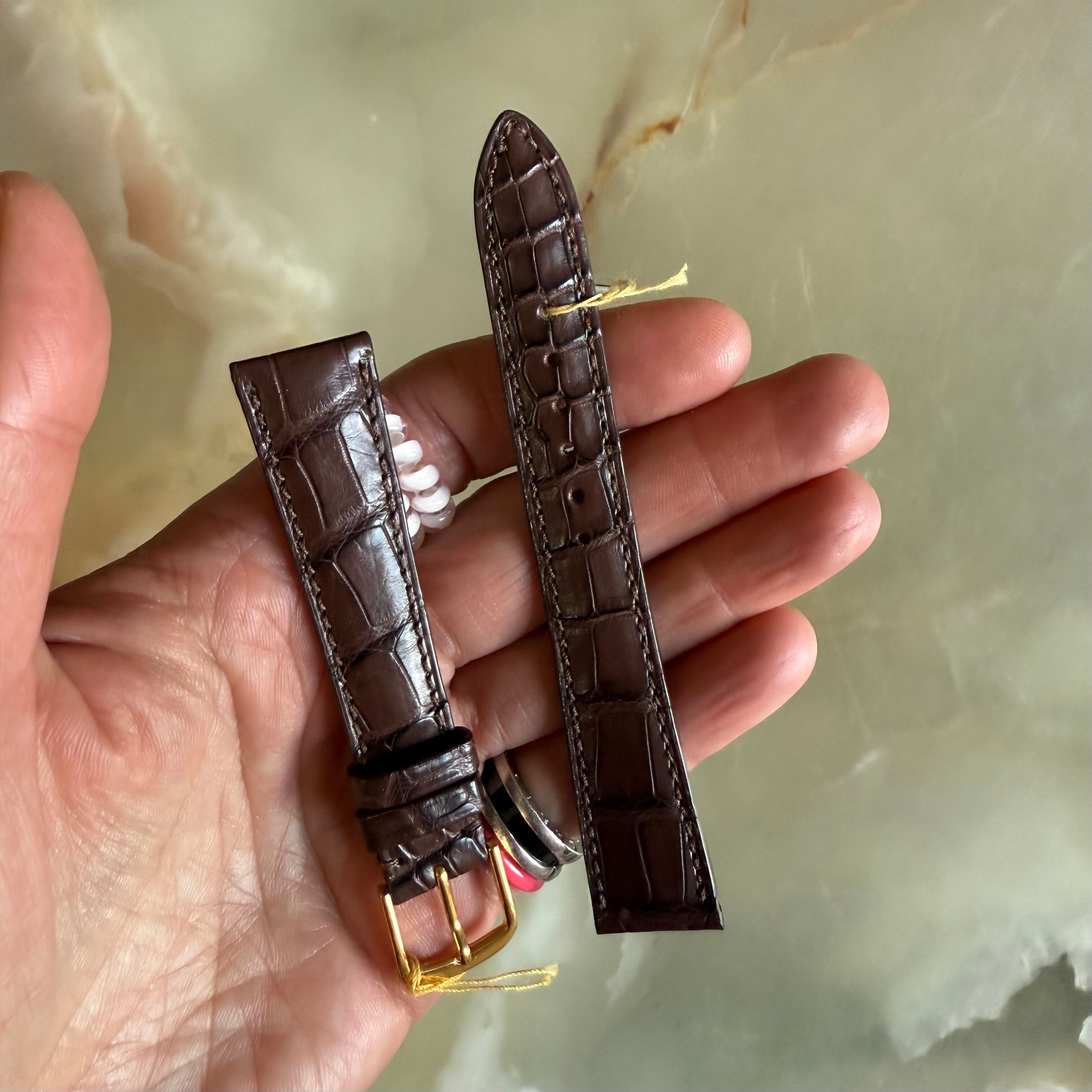 Genuine Alligator Brown Watch Strap Band 18mm Padded & Stitched w Buckle