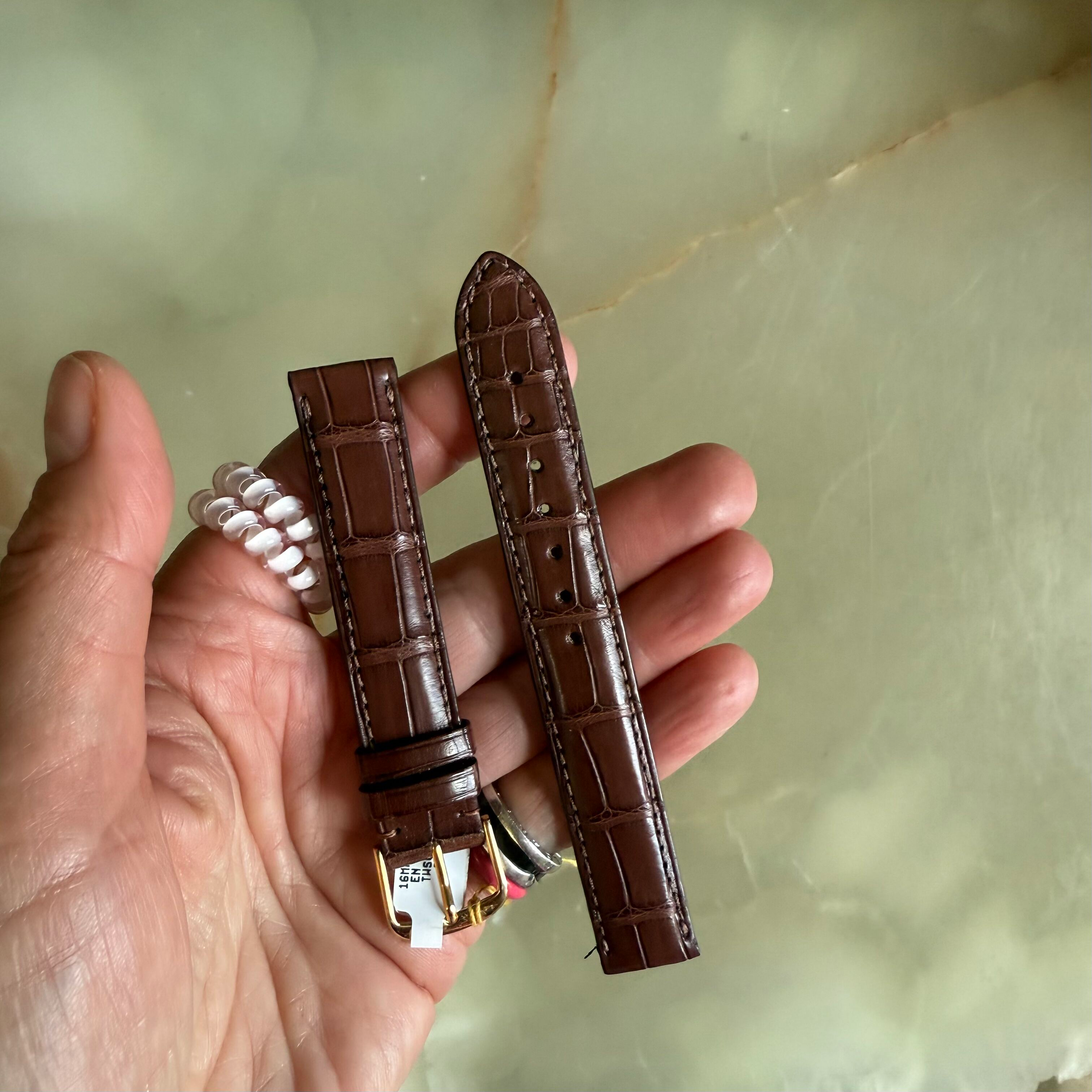 Genuine Alligator Brown Watch Strap Band 16mm Padded & Stitched w Buckle