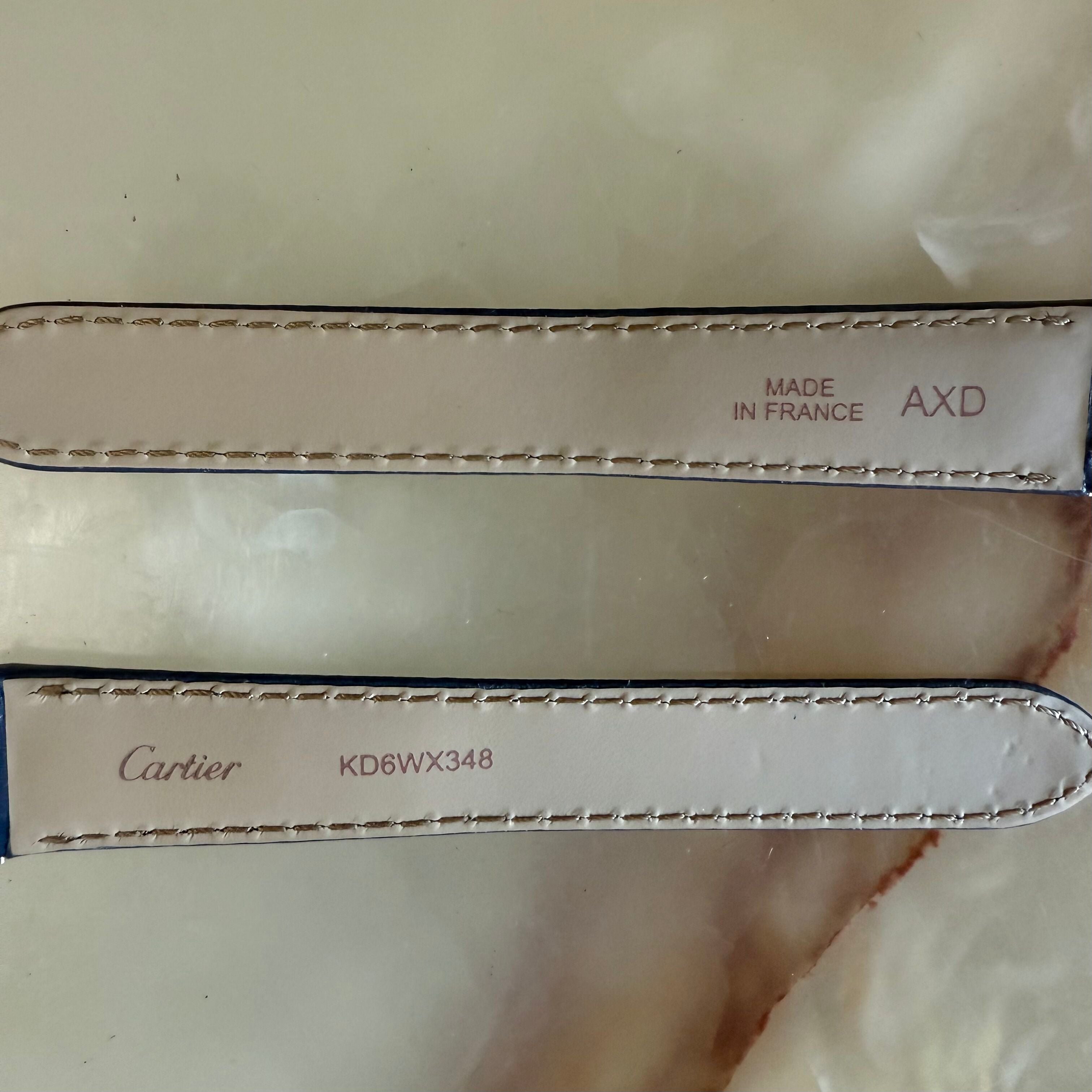 Authentic Cartier Blue Leather Watch Strap Band 16mm KD6WX348