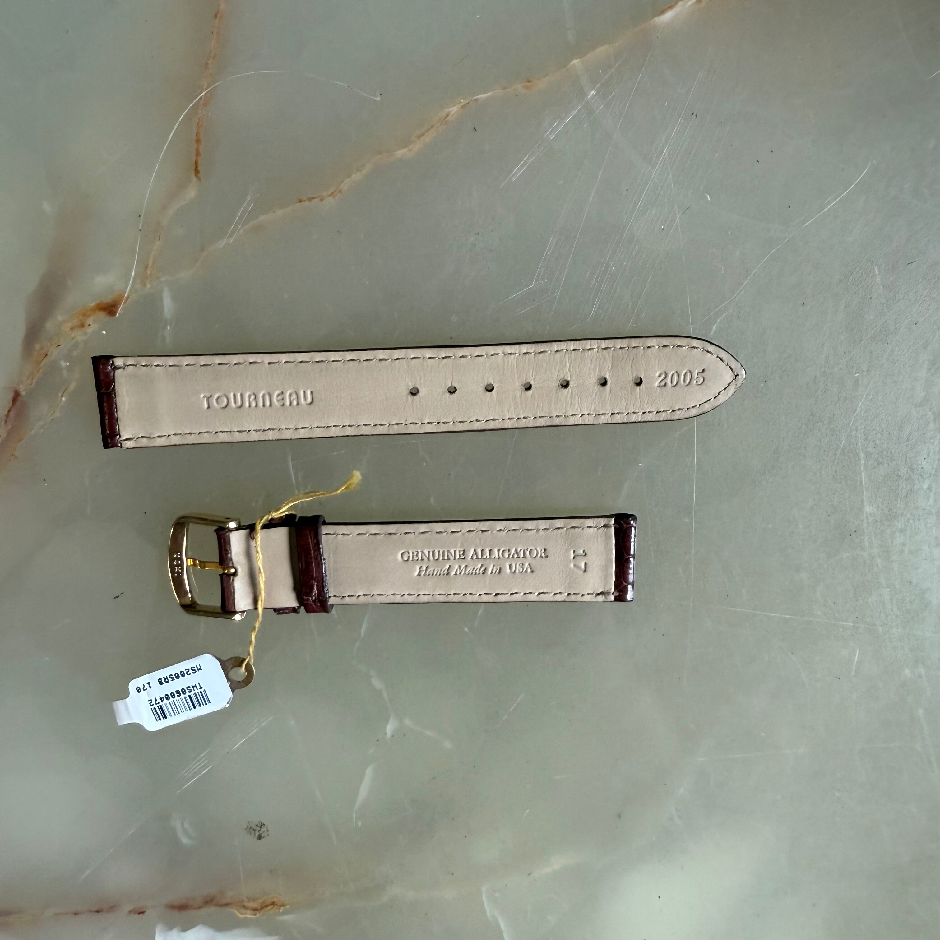 Genuine Alligator Brown Watch Strap Band 17mm Padded & Stitched w Buckle