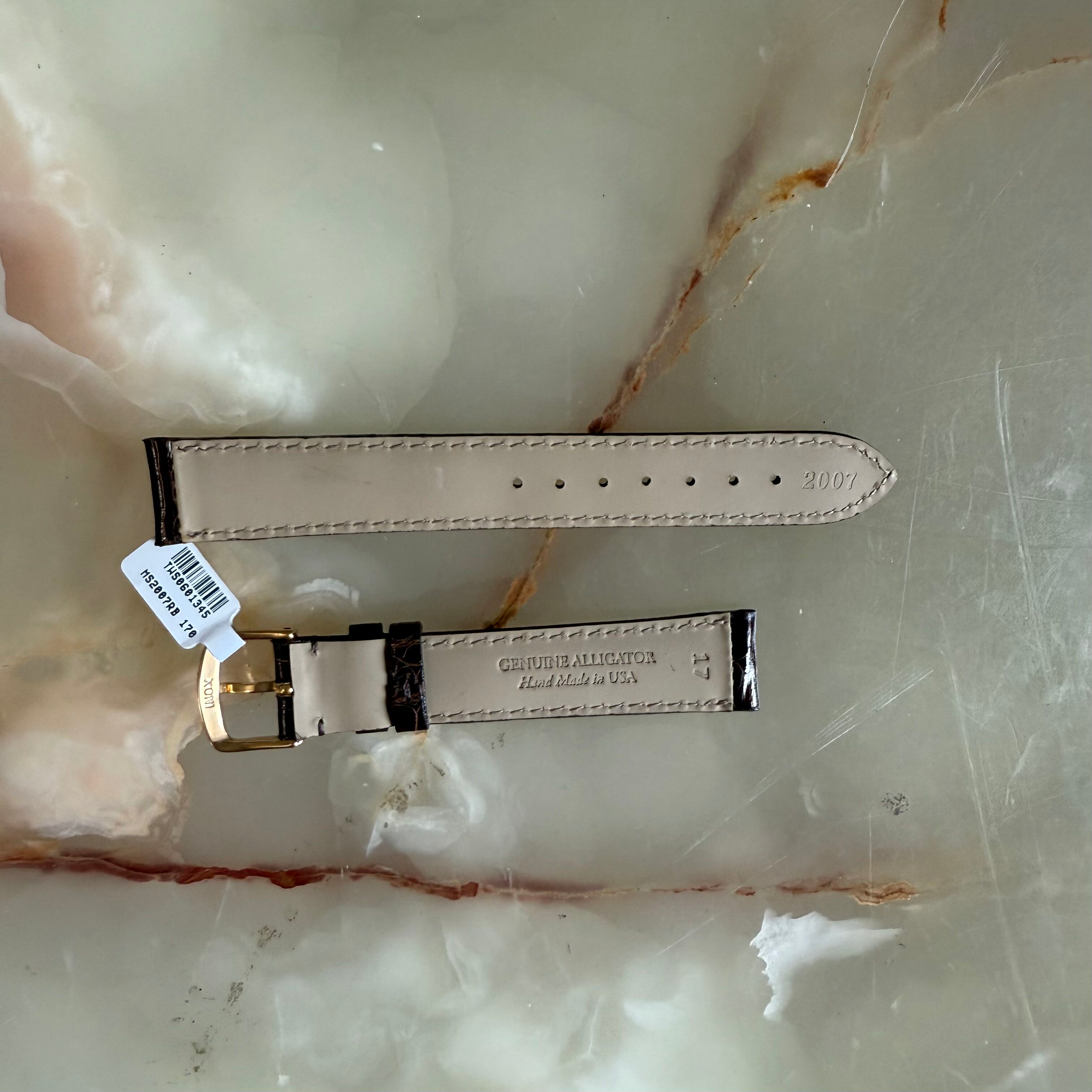 Genuine Alligator Brown Watch Strap Band 17mm Padded & Stitched w Buckle