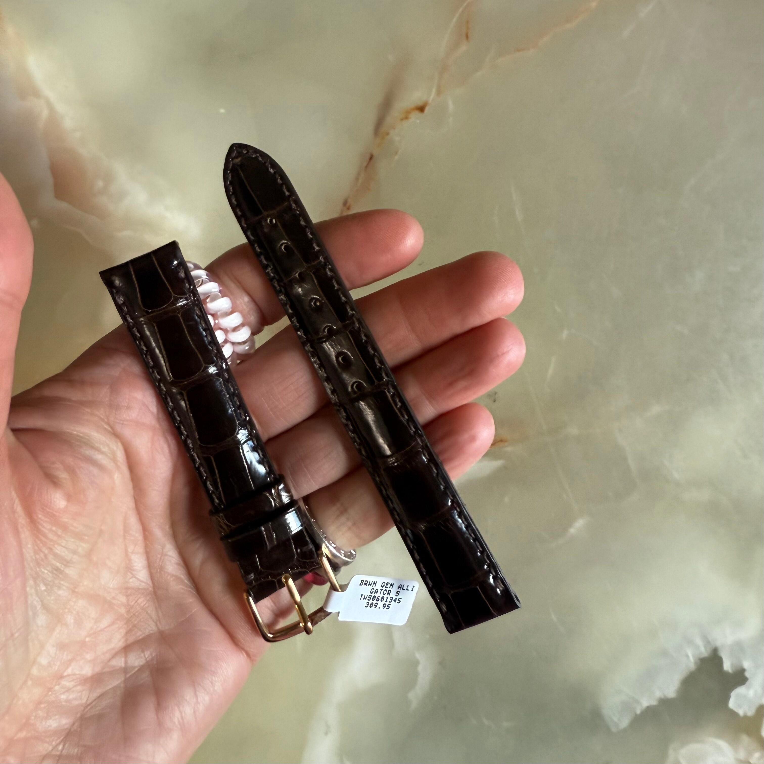 Genuine Alligator Brown Watch Strap Band 17mm Padded & Stitched w Buckle