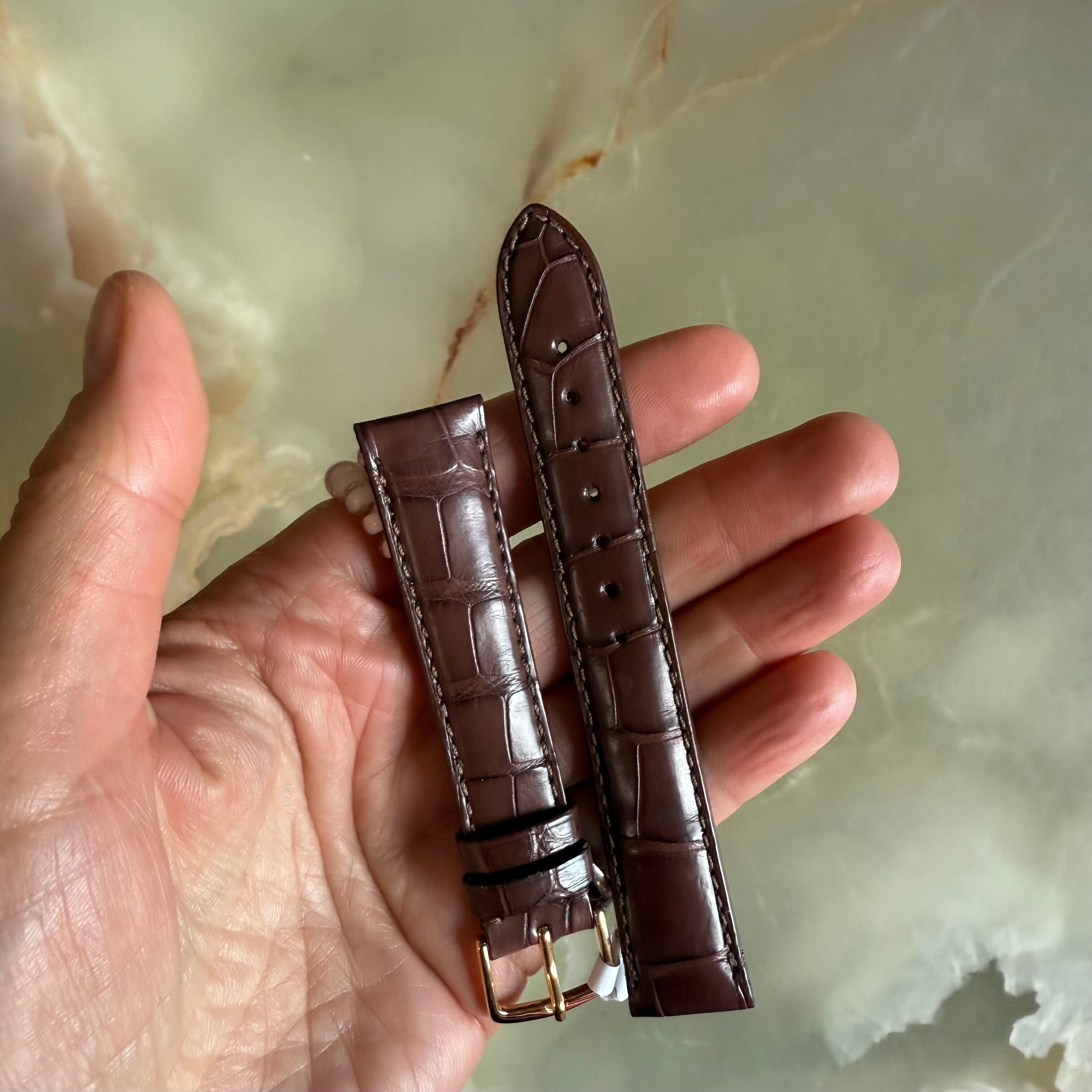 Genuine Alligator Brown Watch Strap Band 18mm Padded & Stitched w Buckle