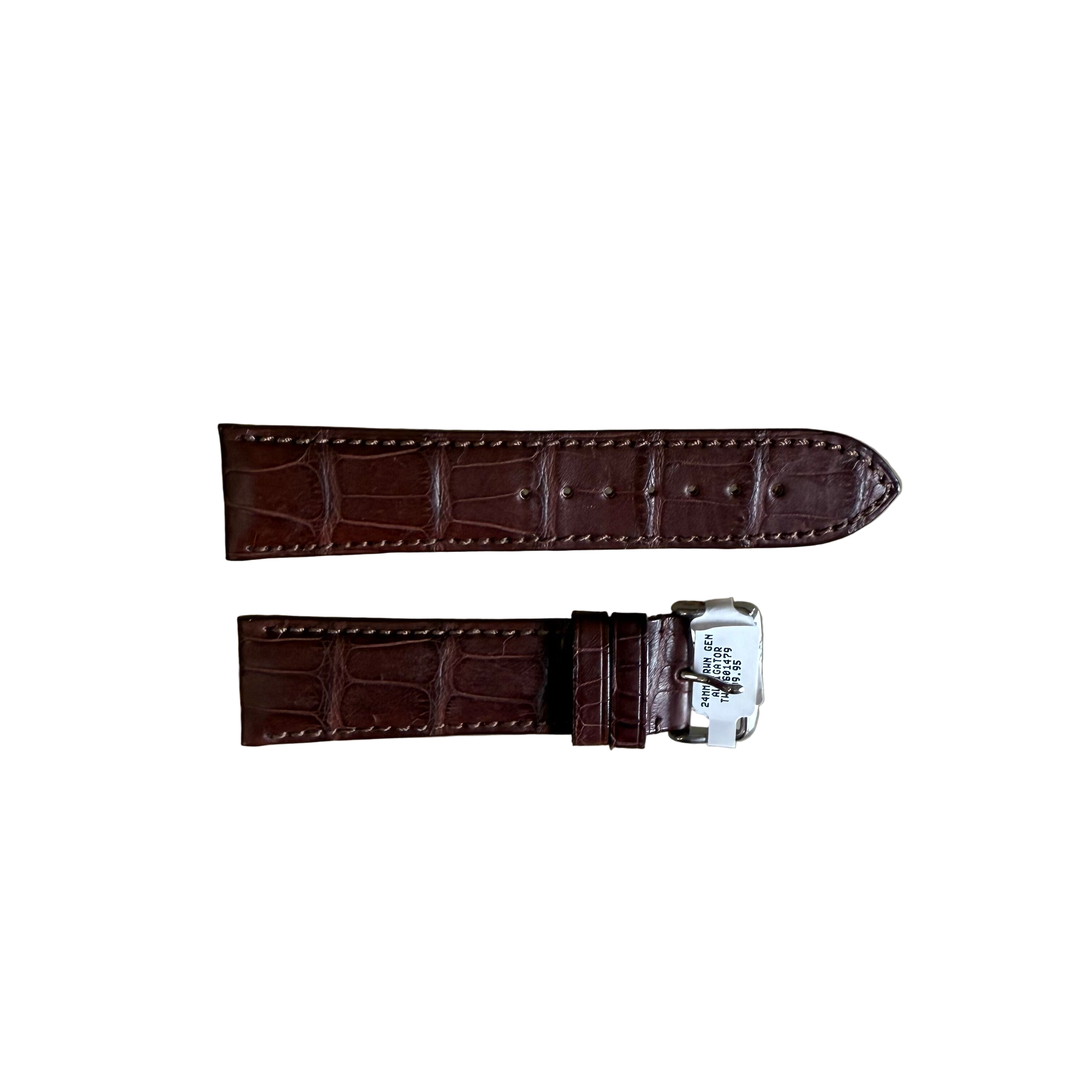 Genuine Alligator Brown Watch Strap Band 24mm Padded & Stitched w Buckle