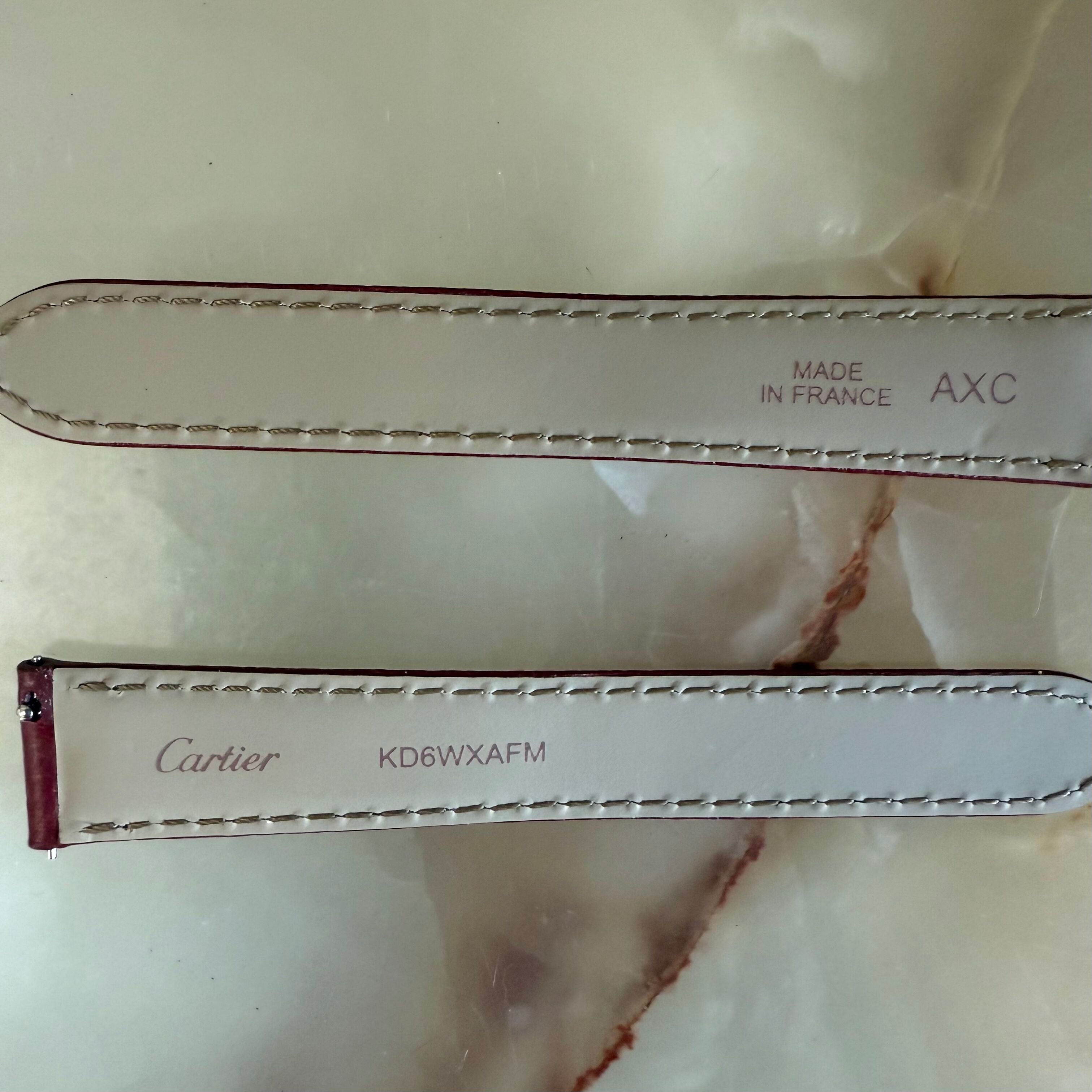 Authentic Cartier Red Leather Watch Strap Band 16mm KD6WXAFM