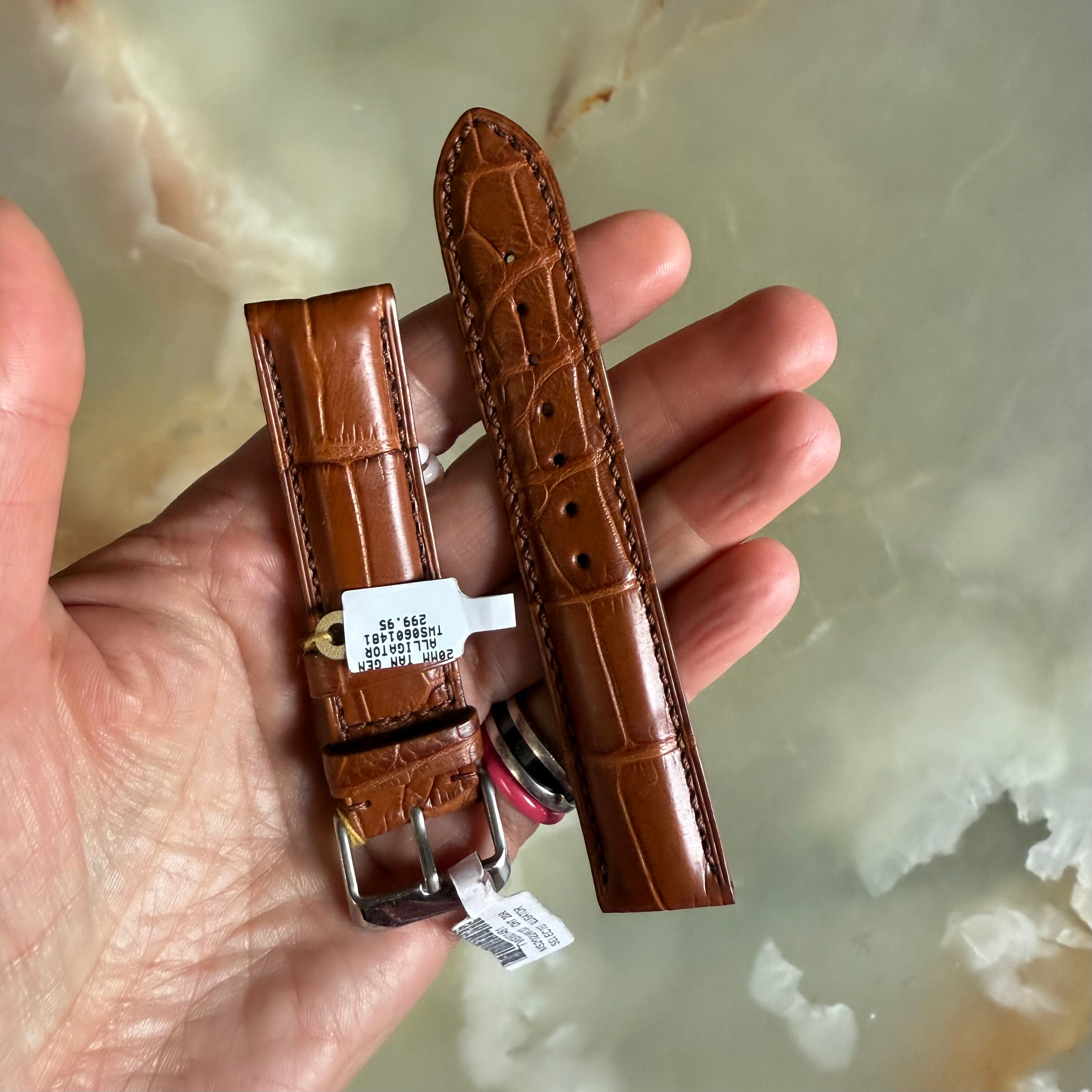 Genuine Alligator Brown Watch Strap Band 20mm Padded & Stitched w Buckle