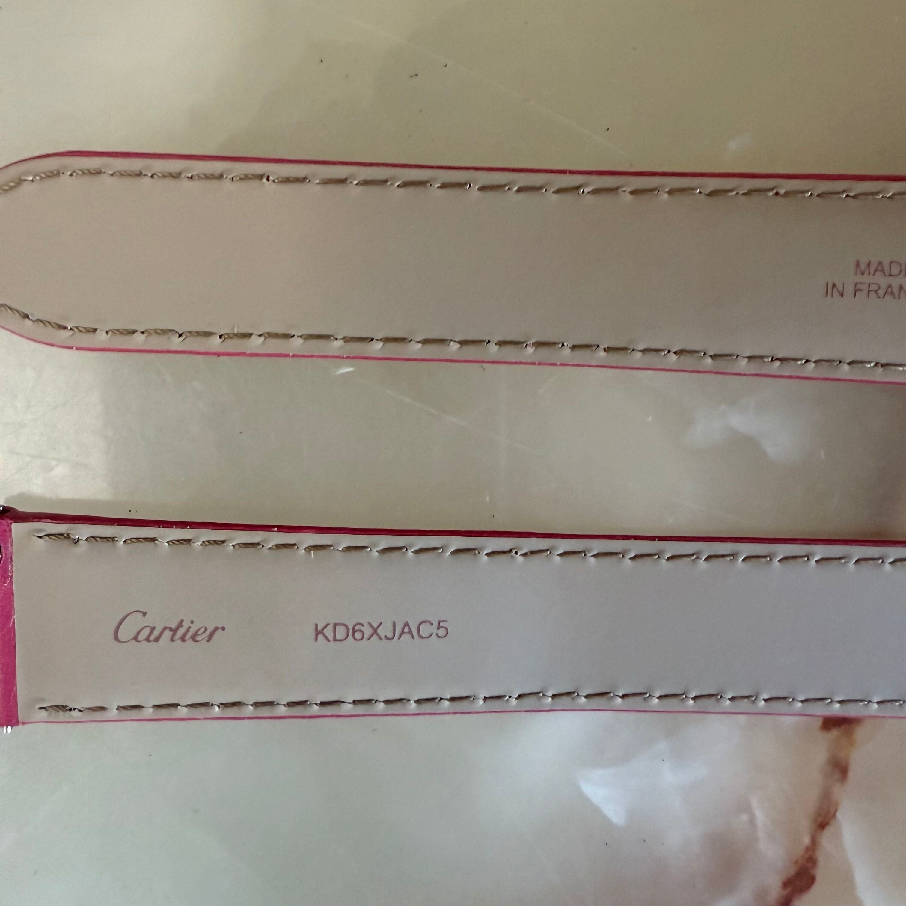 Authentic Cartier Pink Leather Watch Strap Band 20mm KD6XJAC5