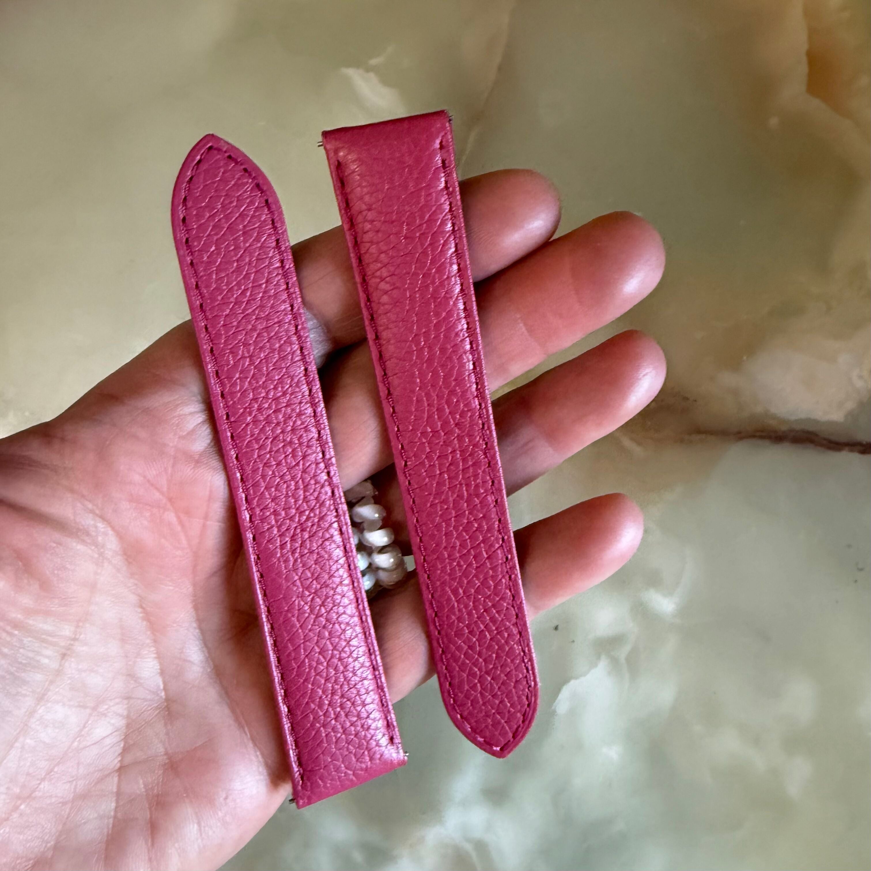 Authentic Cartier Pink Leather Watch Strap Band 20mm KD6XJAC5