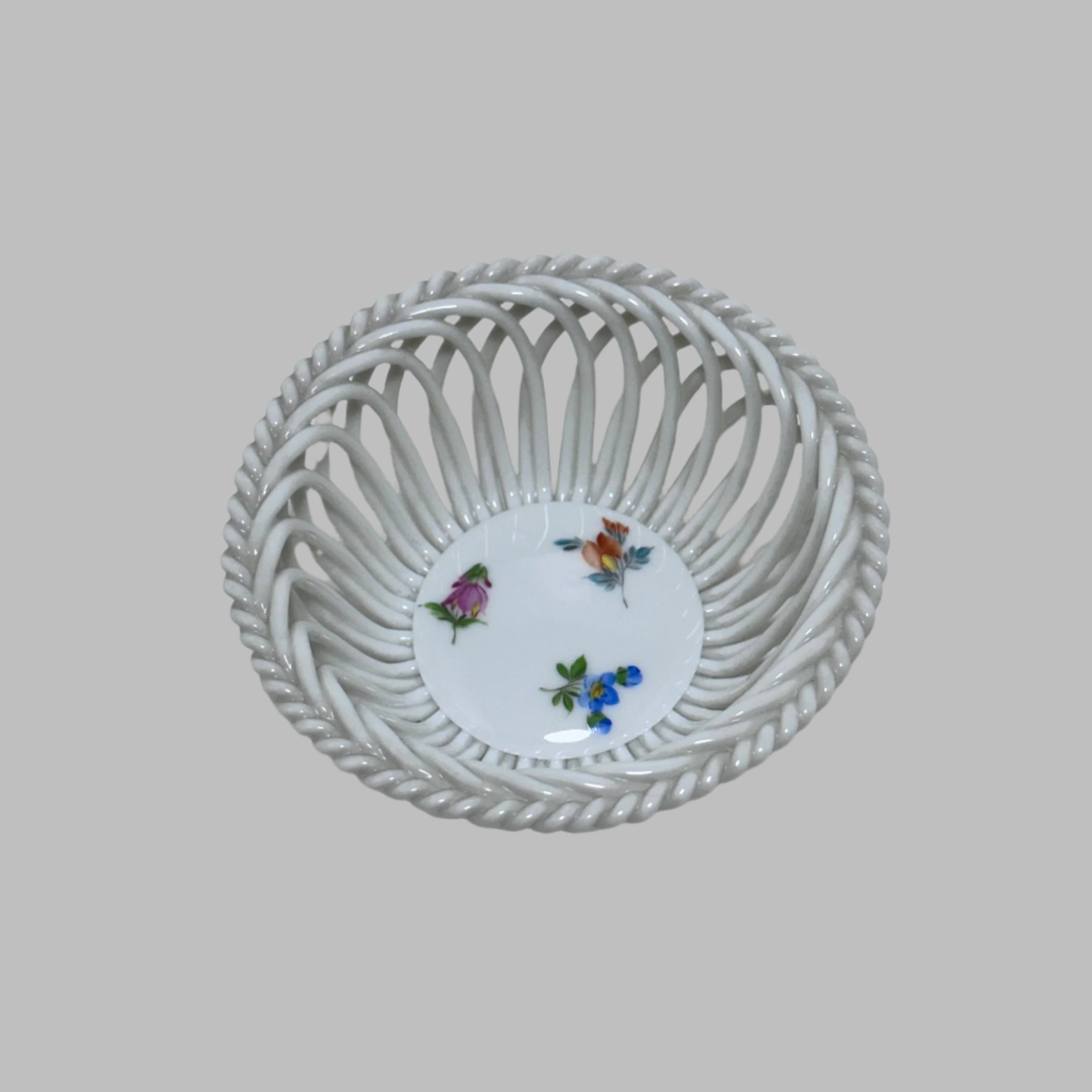 Herend Porcelain Chinese Bouquet Small Openwork Basket Bowl 7373/MF