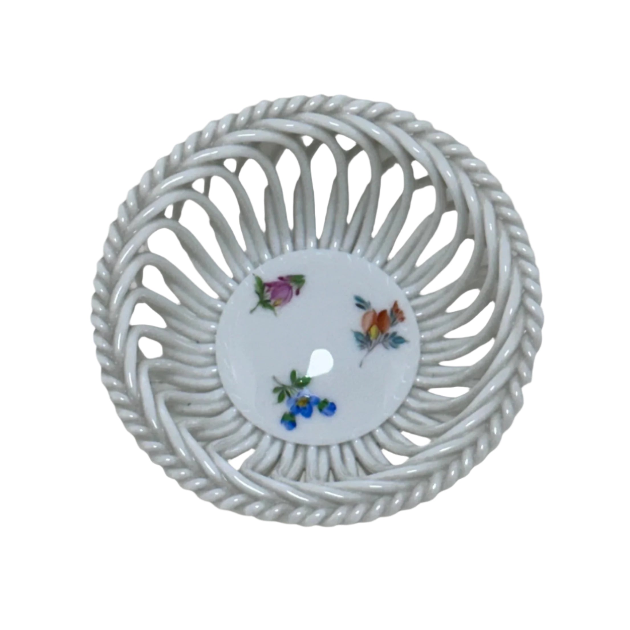 Herend Porcelain Chinese Bouquet Small Openwork Basket Bowl 7373/MF