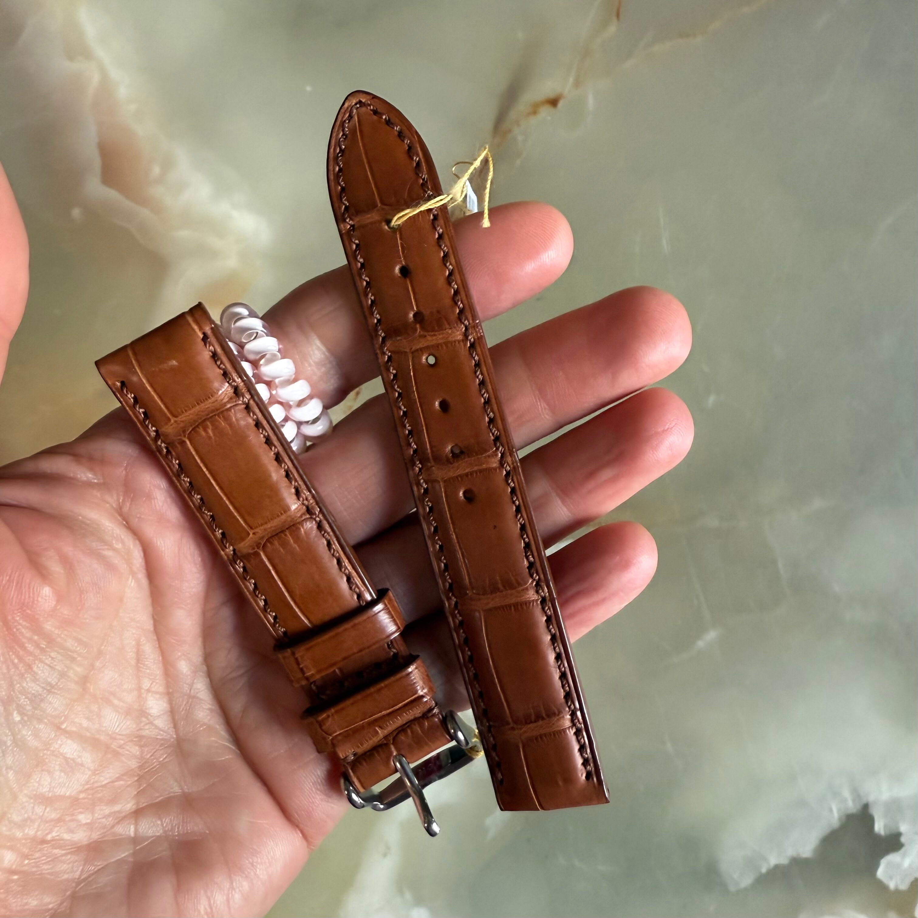 Genuine Alligator Brown Watch Strap Band 18mm Padded & Stitched w Buckle