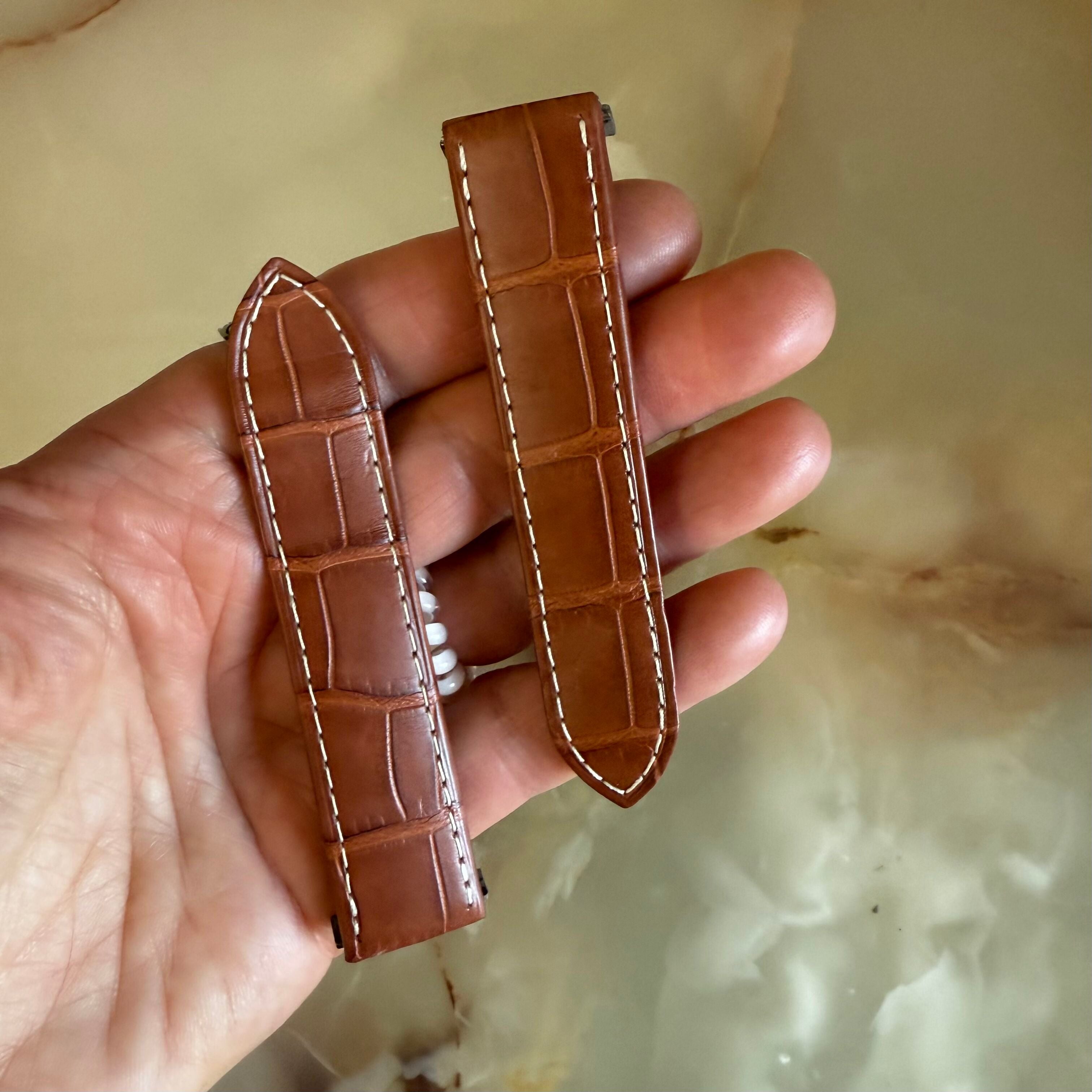 Authentic Cartier Brown Alligator Quick Release Watch Strap Band 19mm KD68WK10