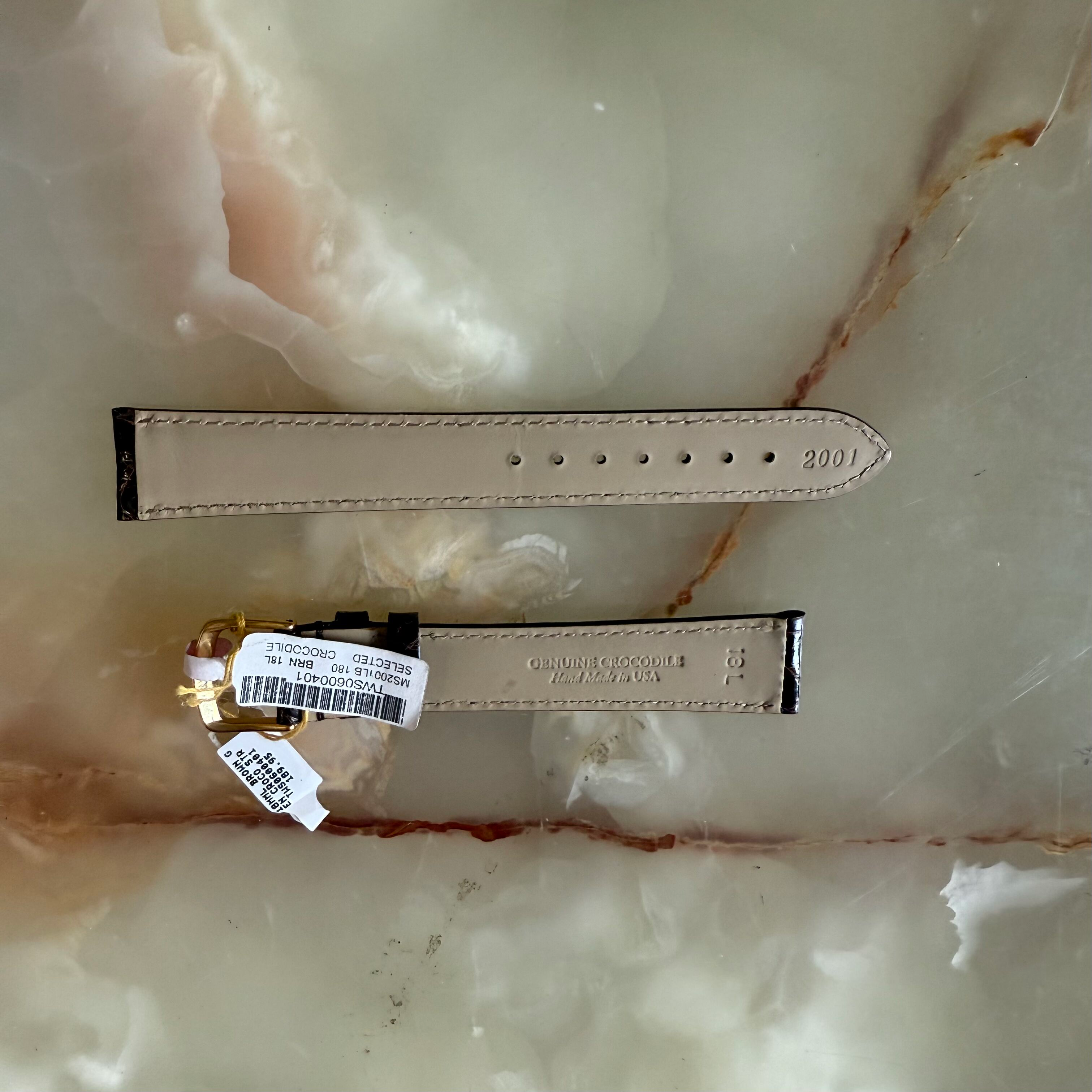 Genuine Crocodile Brown Watch Strap Band 18mm Padded & Stitched w Buckle