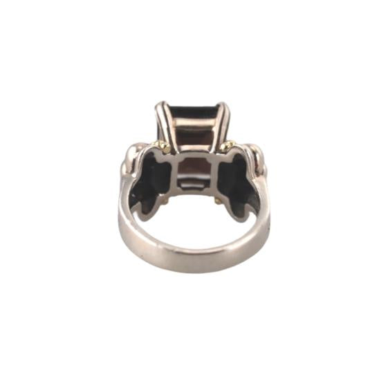 Lagos Glacier Sterling Silver 18K Gold Smokey Quartz Ring