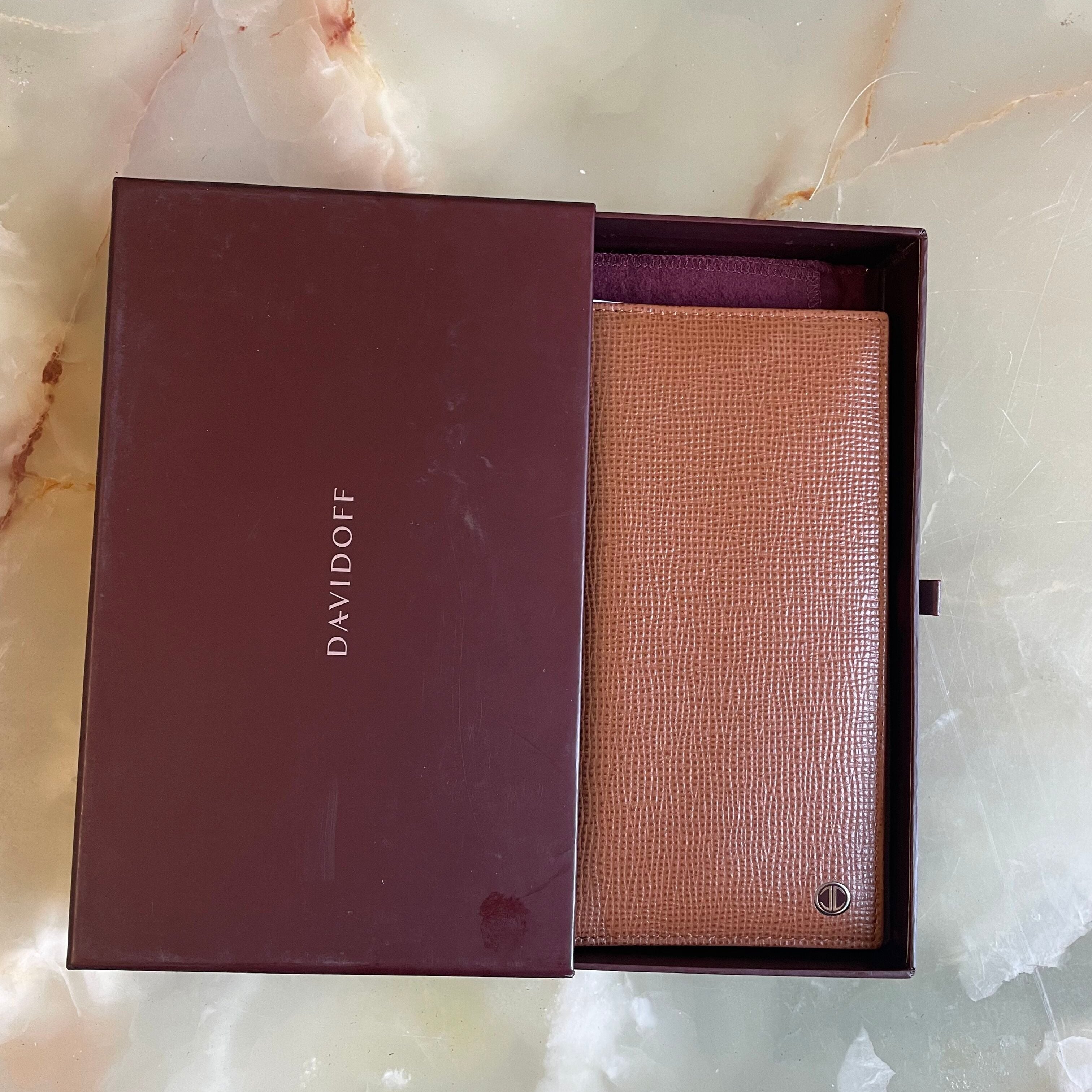 Davidoff Brown Leather Checkbook Cardholder