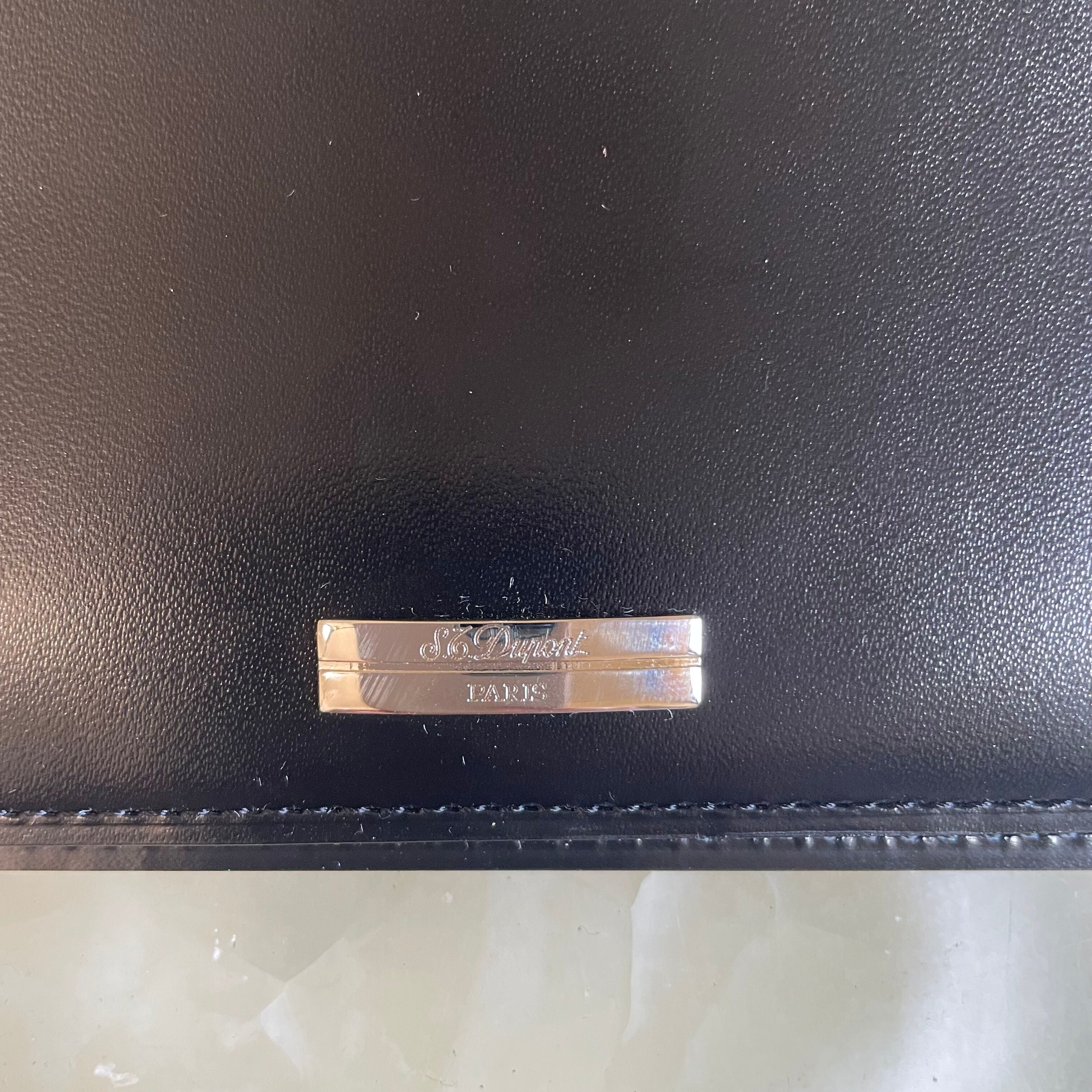 S.T. Dupont Black Leather Agenda Checkbook Cardholder