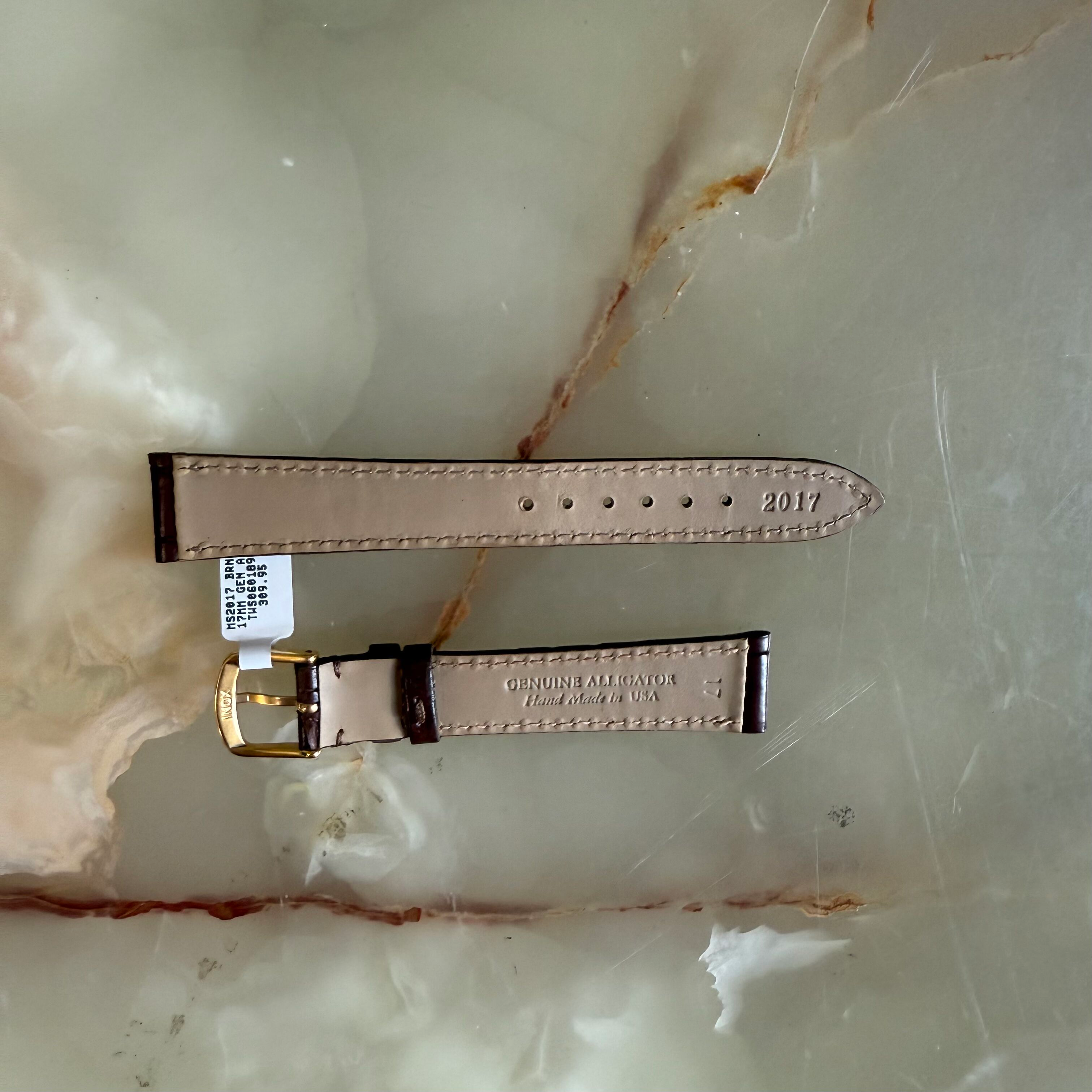 Genuine Alligator Brown Watch Strap Band 17mm Padded & Stitched w Buckle