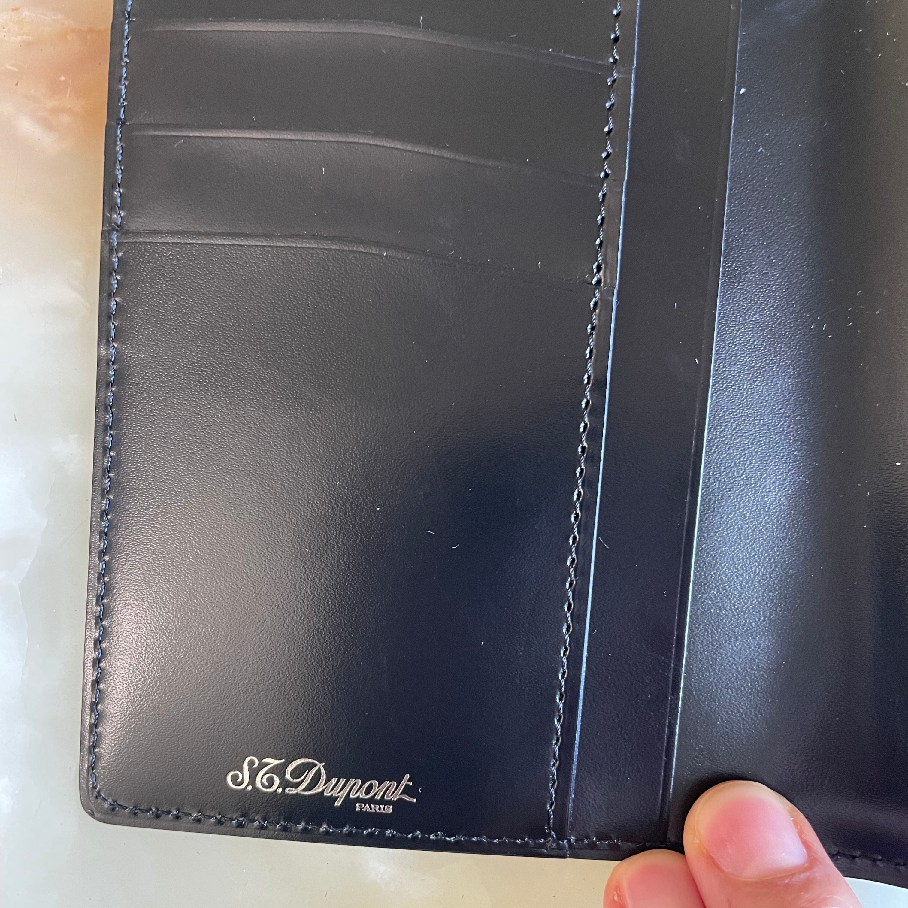 S.T. Dupont Black Leather Agenda Checkbook Cardholder