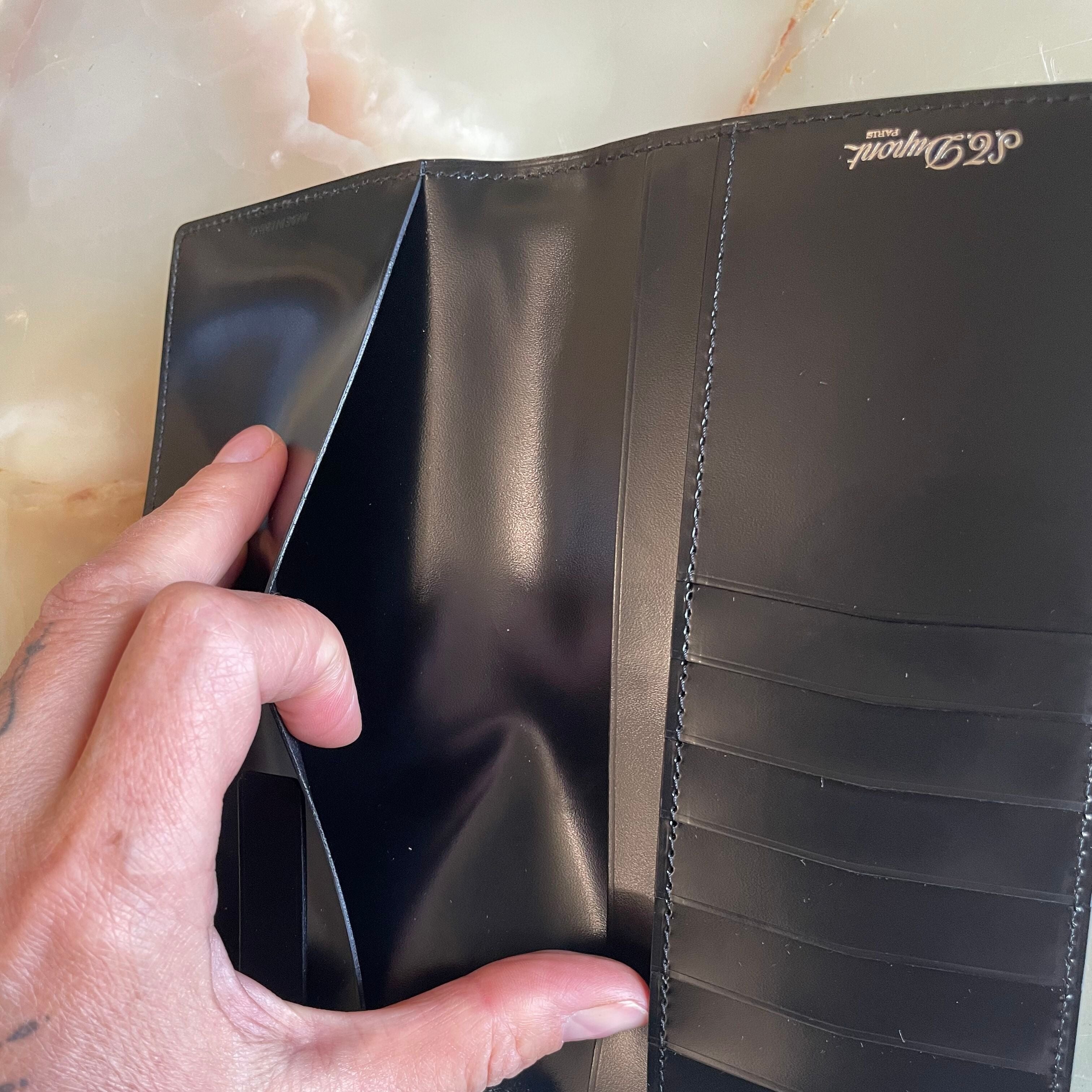 S.T. Dupont Black Leather Agenda Checkbook Cardholder