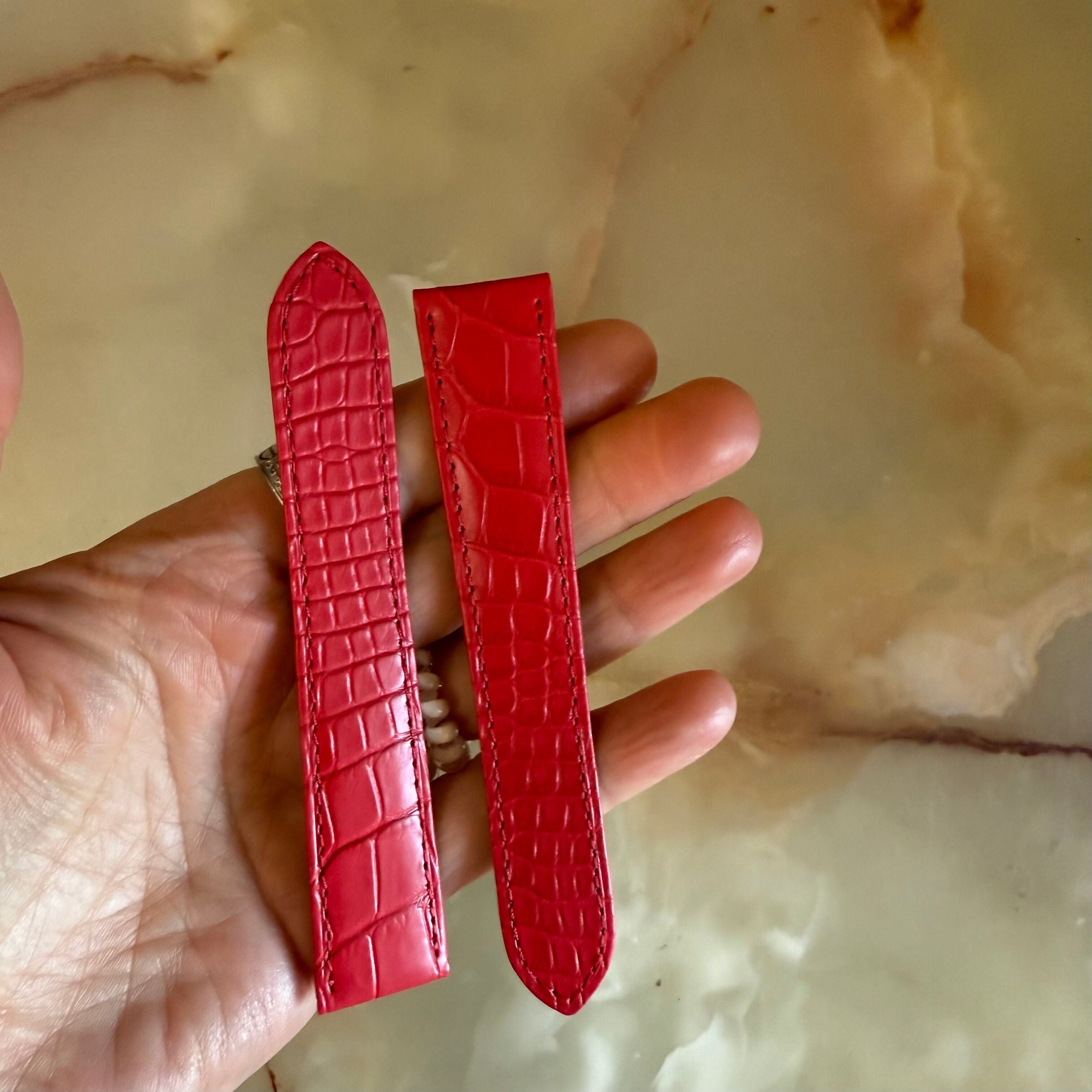 Authentic Cartier Red Alligator Watch Strap Band 20mm KD98JL66-S06