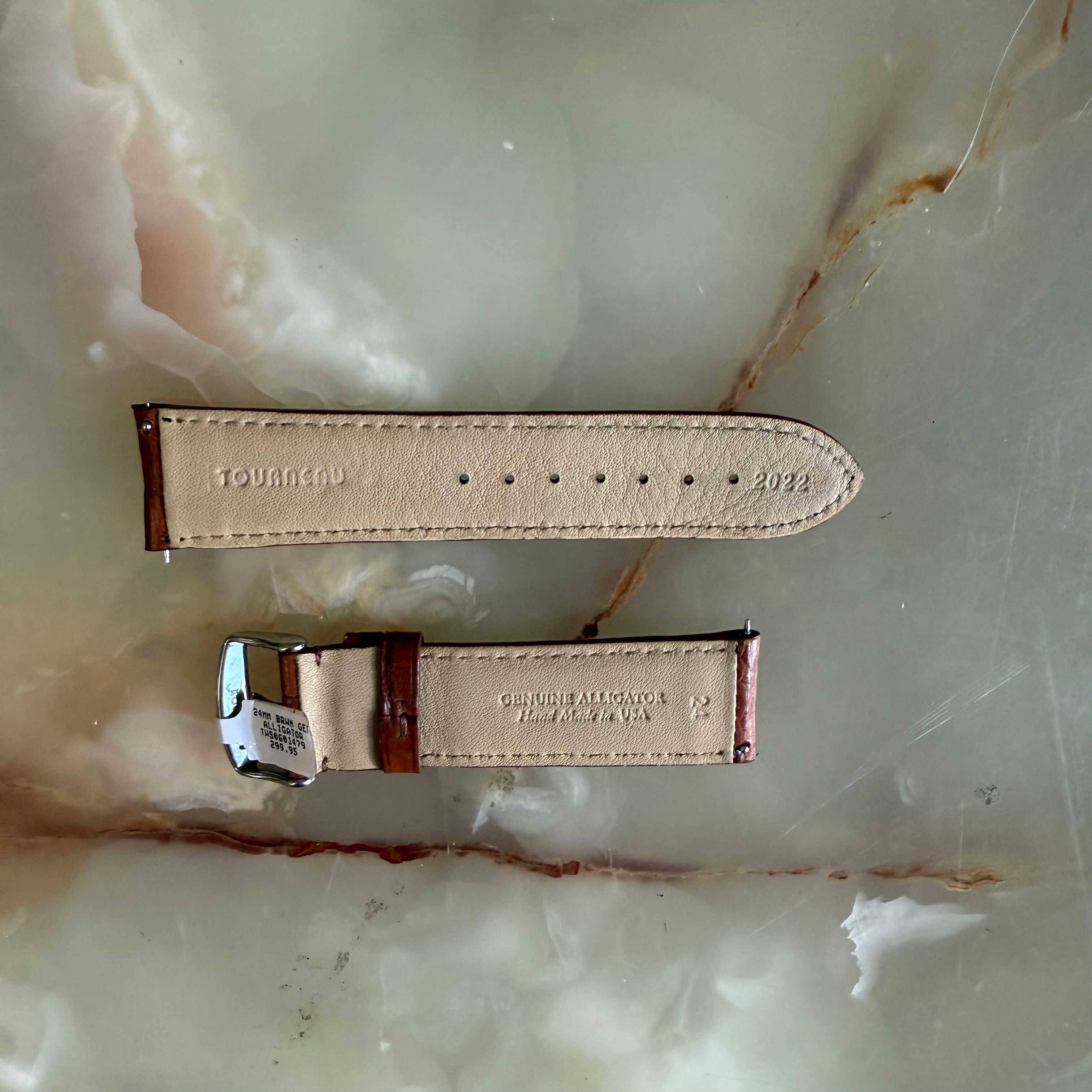 Genuine Alligator Brown Watch Strap Band 24mm Padded & Stitched w Buckle