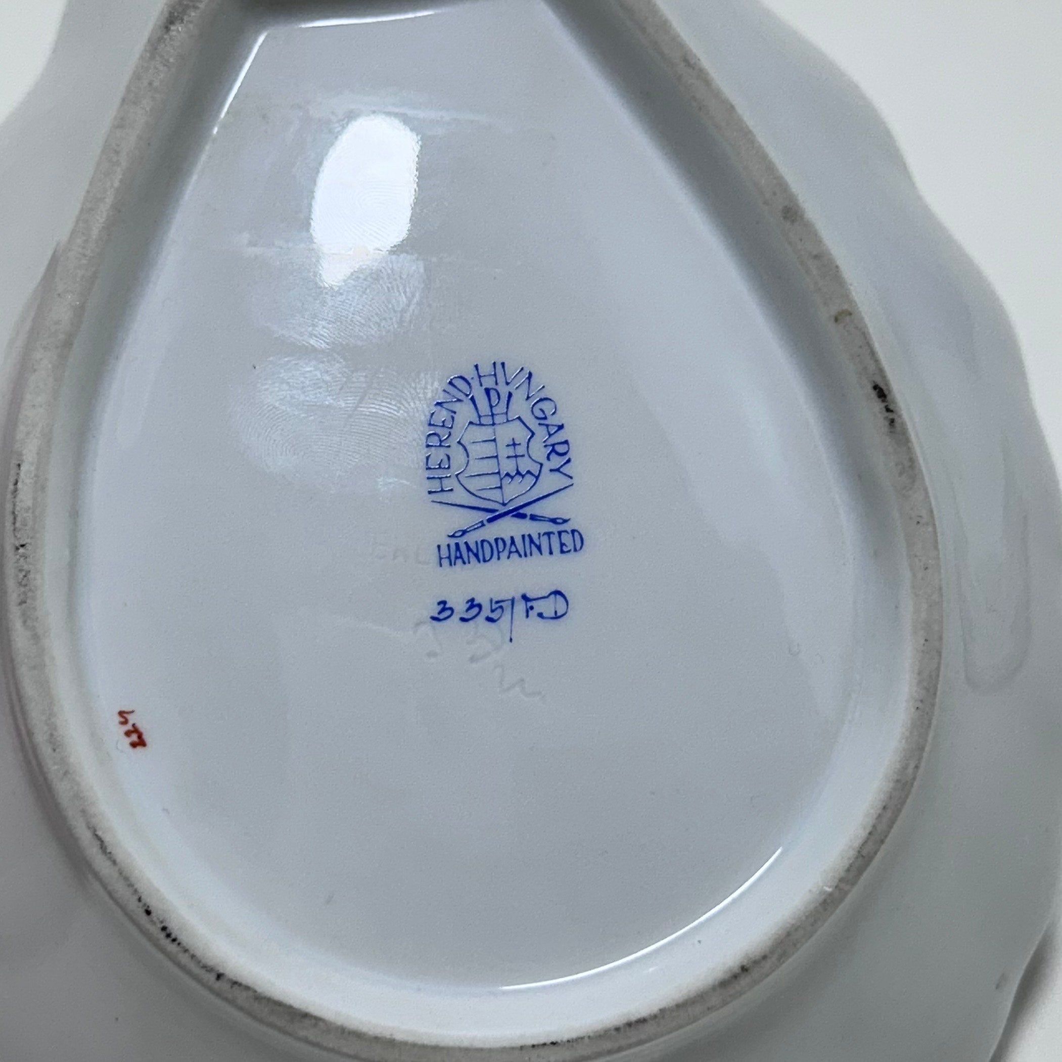 Herend Indian Basket Porcelain Shell Handled Dish 335/FD