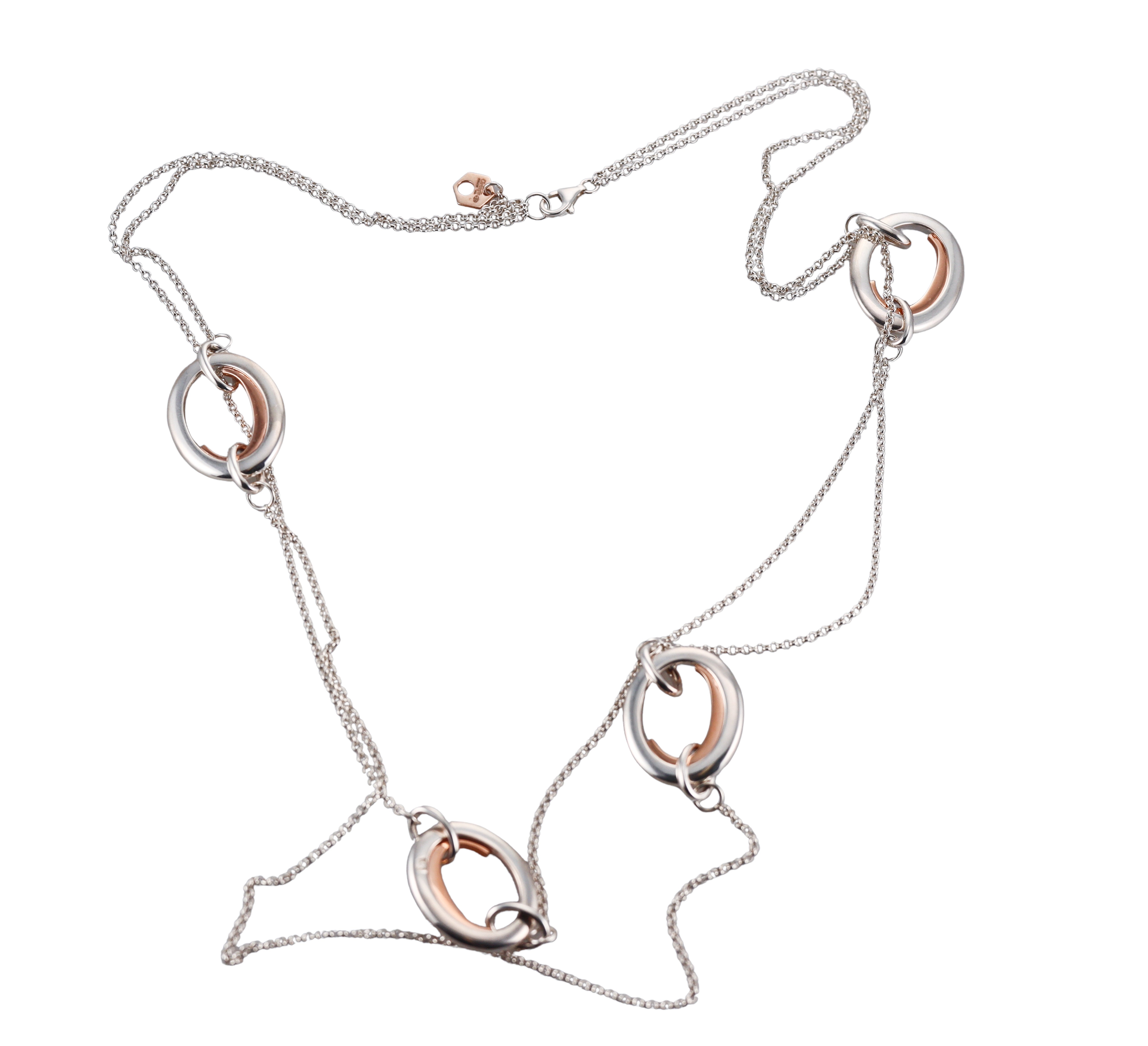 C De Christofle Sterling Silver & Rose Gold Double Chain Necklace 6757003