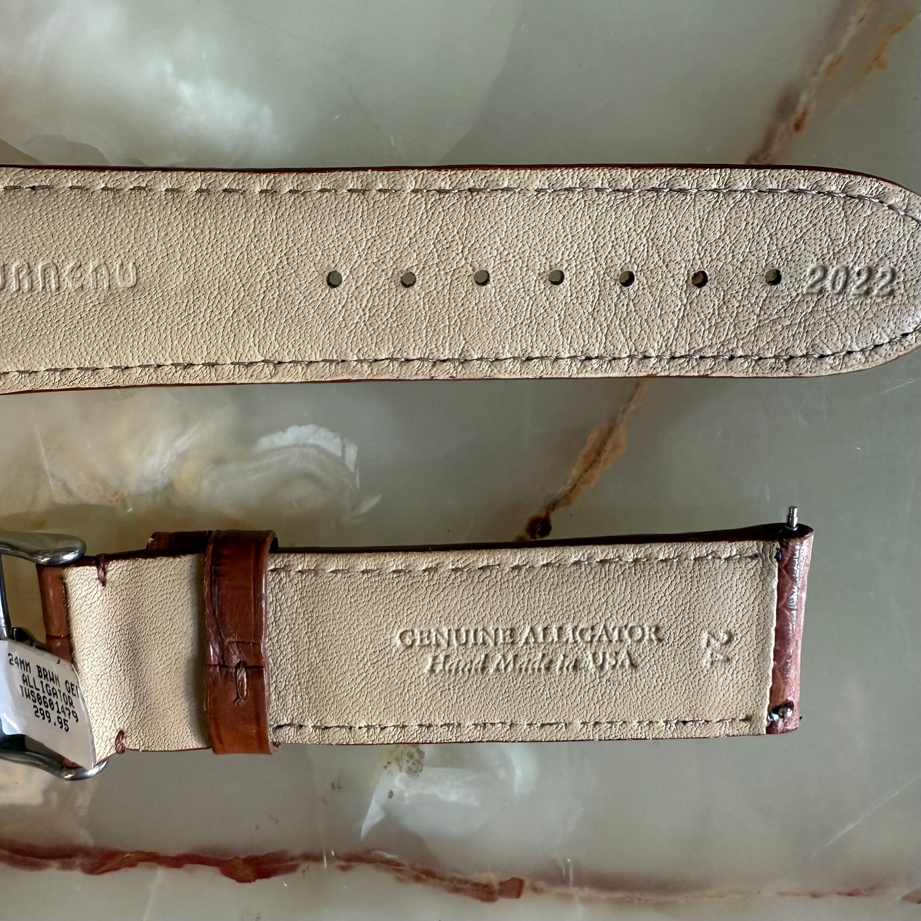 Genuine Alligator Brown Watch Strap Band 24mm Padded & Stitched w Buckle