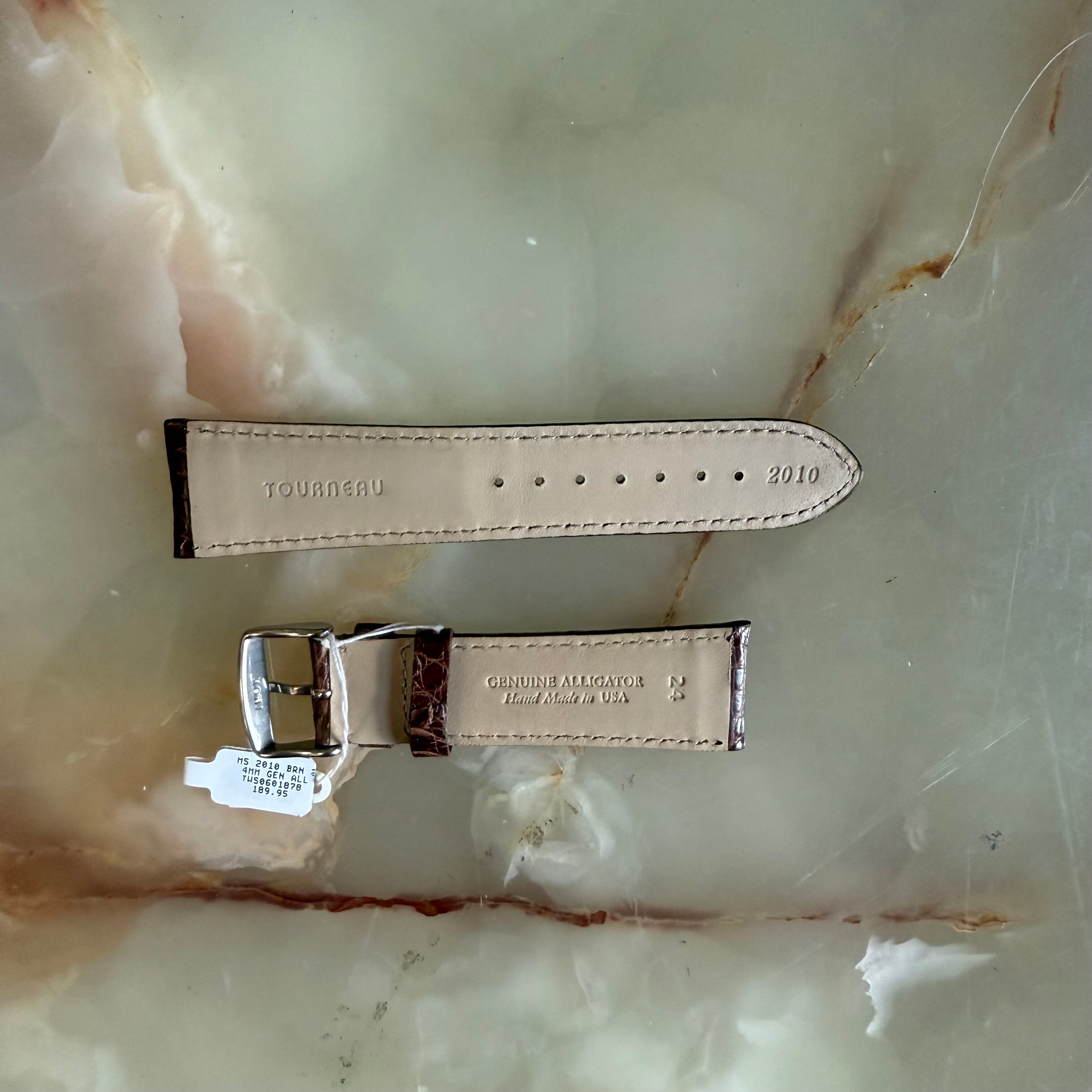 Genuine Alligator Brown Watch Strap Band 24mm Padded & Stitched w Buckle