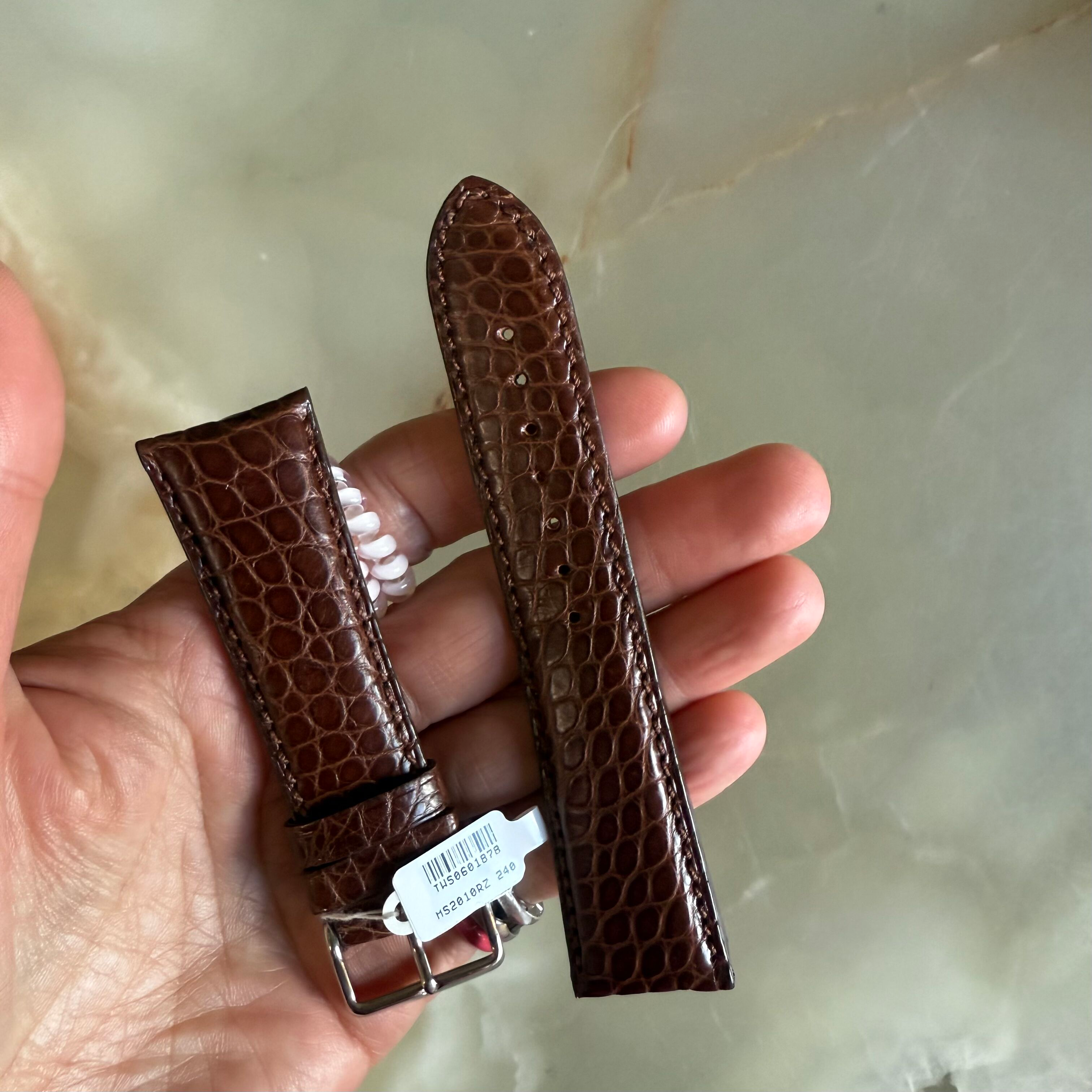 Genuine Alligator Brown Watch Strap Band 24mm Padded & Stitched w Buckle