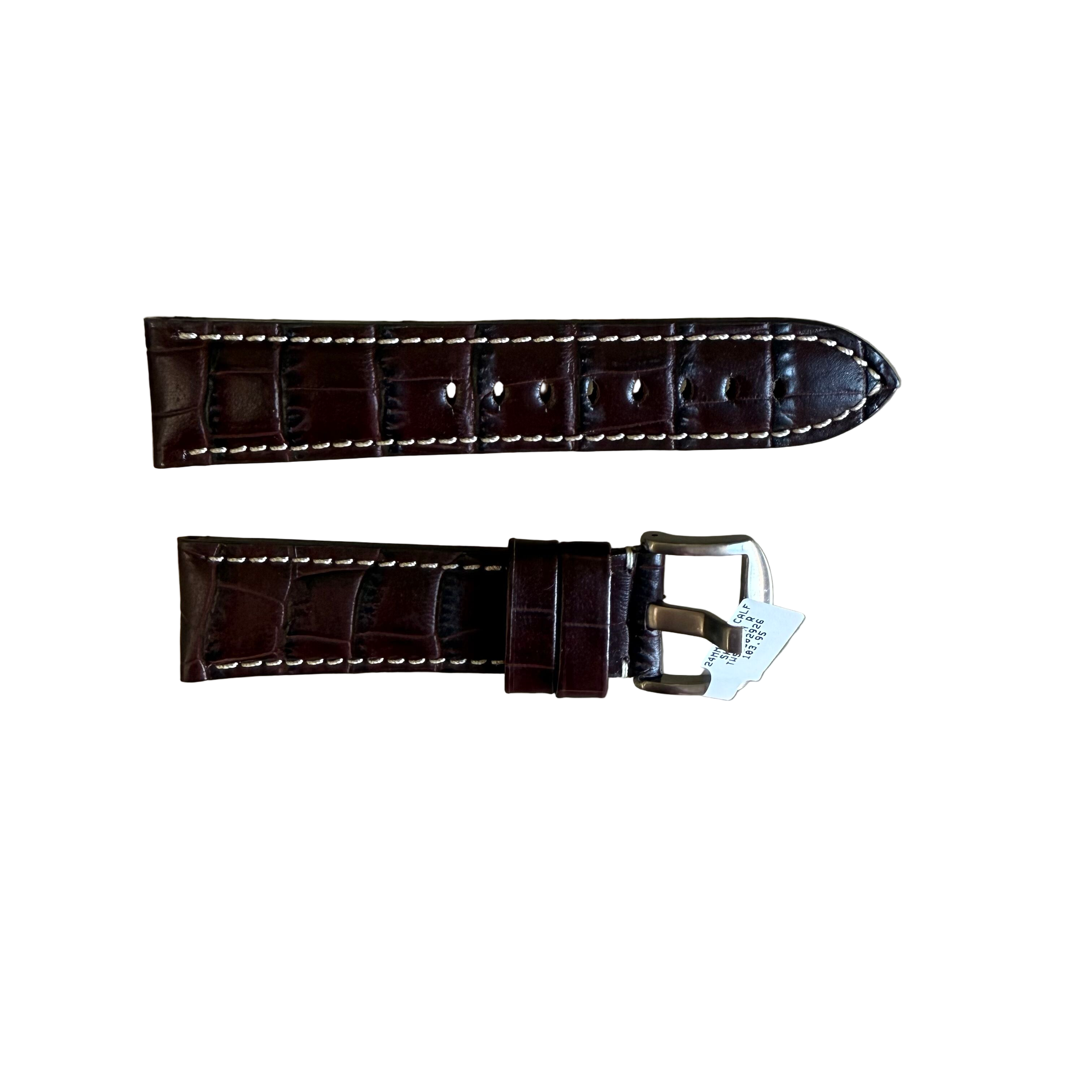 Genuine Alligator Brown Watch Strap Band 24mm Padded & Stitched w Buckle