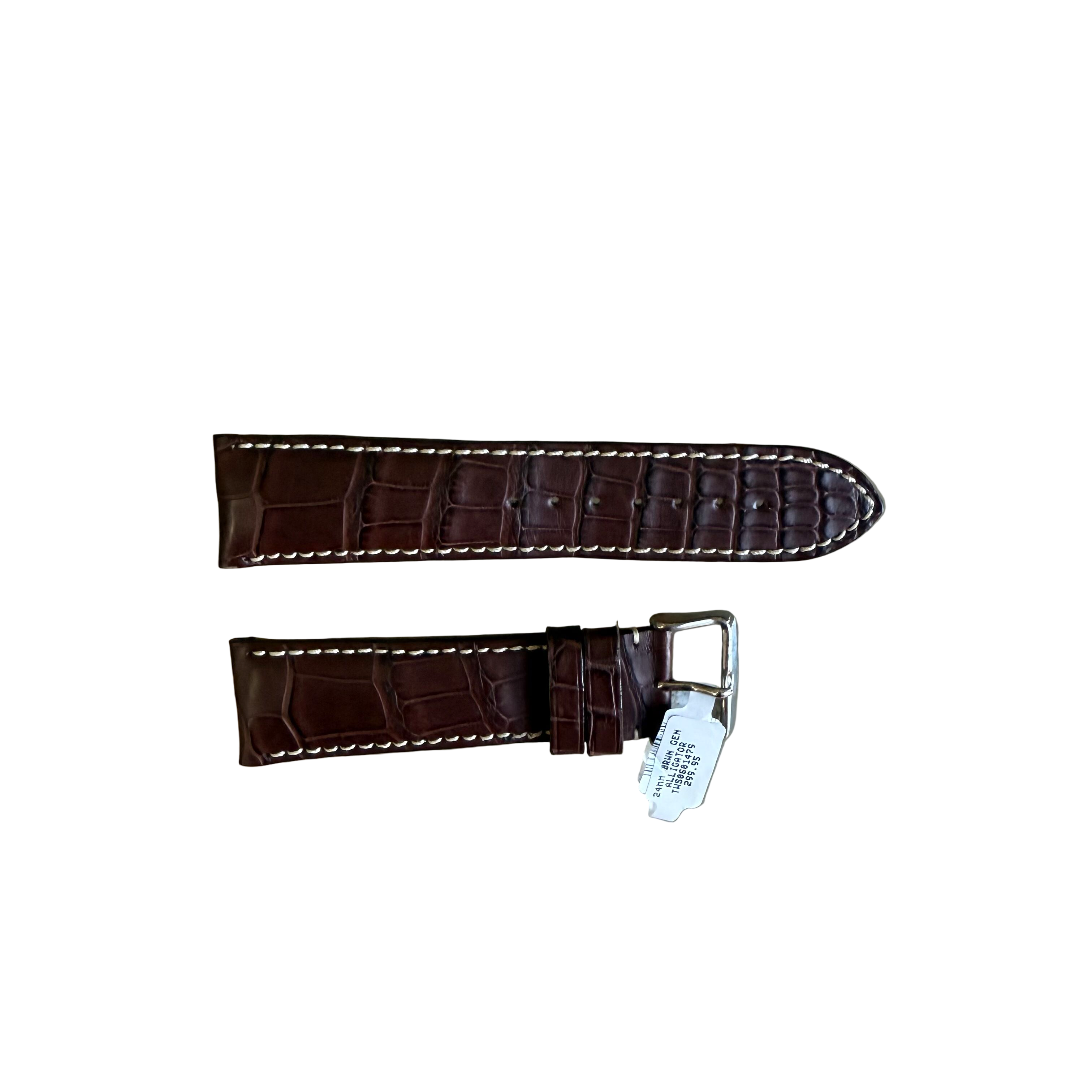 Genuine Alligator Brown Watch Strap Band 24mm Padded & Stitched w Buckle