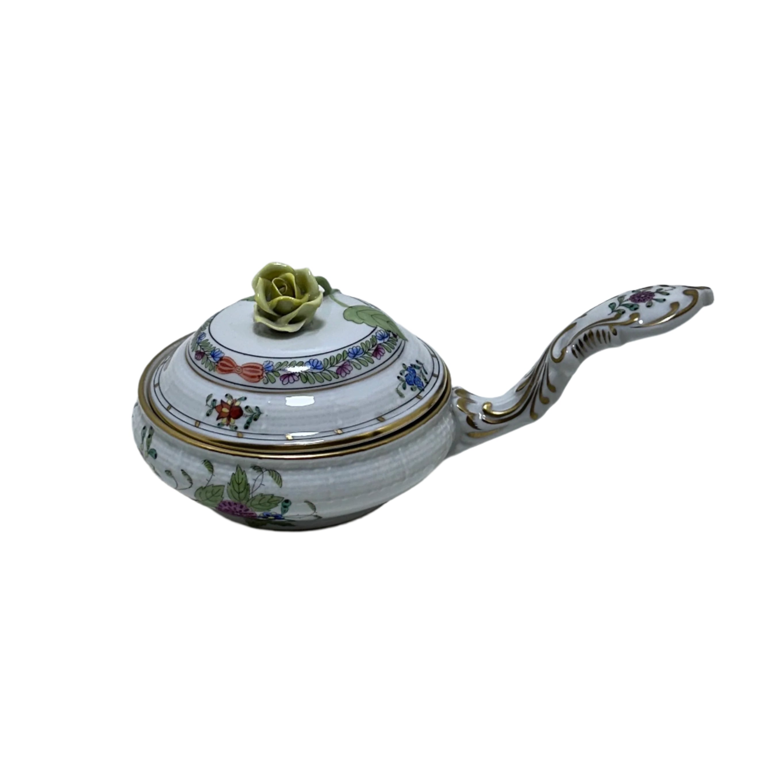 Herend Indian Basket and Rose Porcelain Handled Patty Pan 738/FD